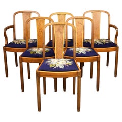 Set of 6 Art Deco Walnut Dining Chairs Set of 6 Art Deco Walnut Dining Chairs