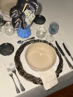 Set of 6 Art Deco Woven Wicker Placemat, Italian Handmade Design, Contemporary