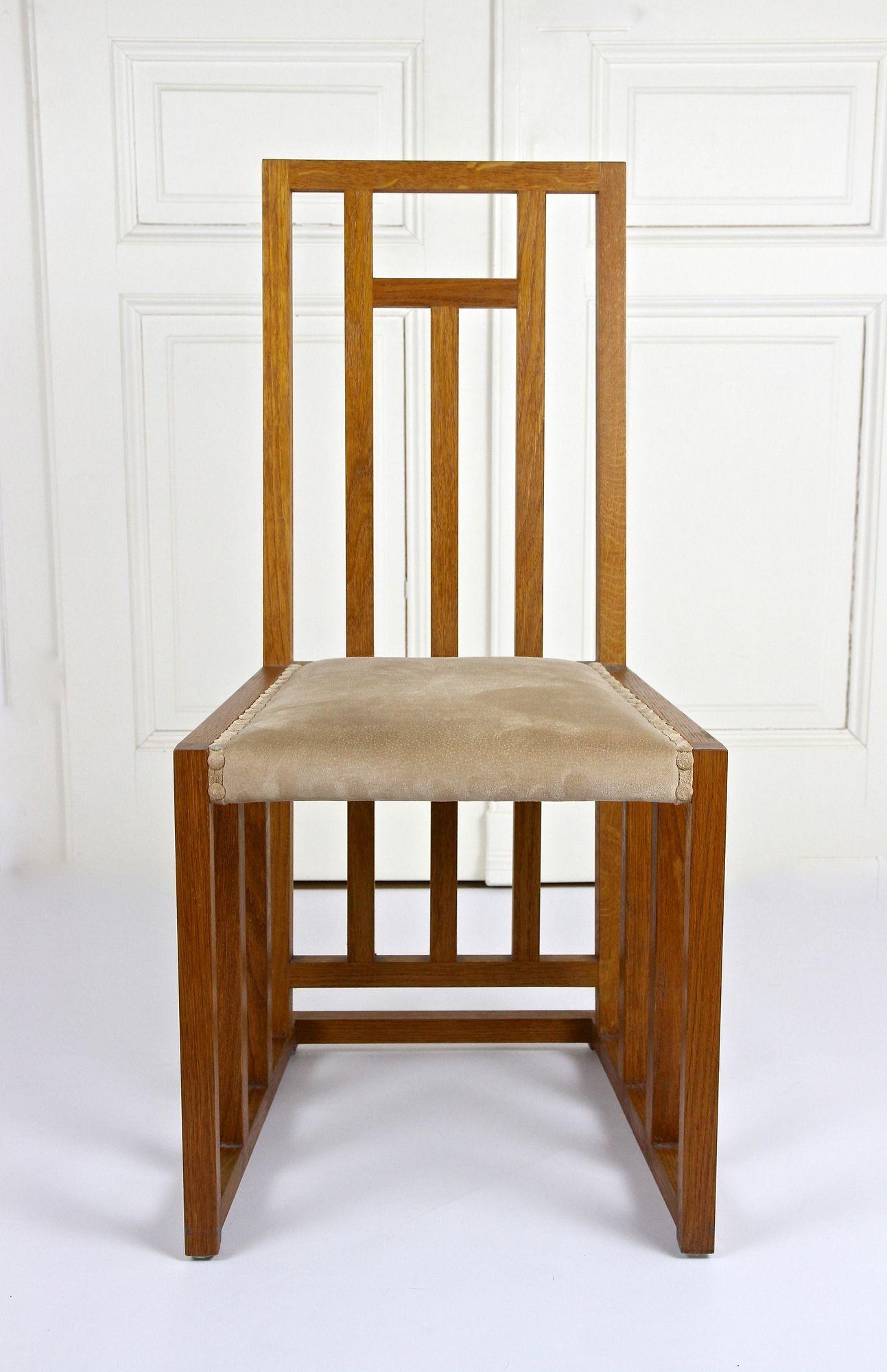 Suede Set Of 6 Art Nouveau Dining Chairs by Josef Hoffmann, 20th Century, AT ca. 1901 For Sale