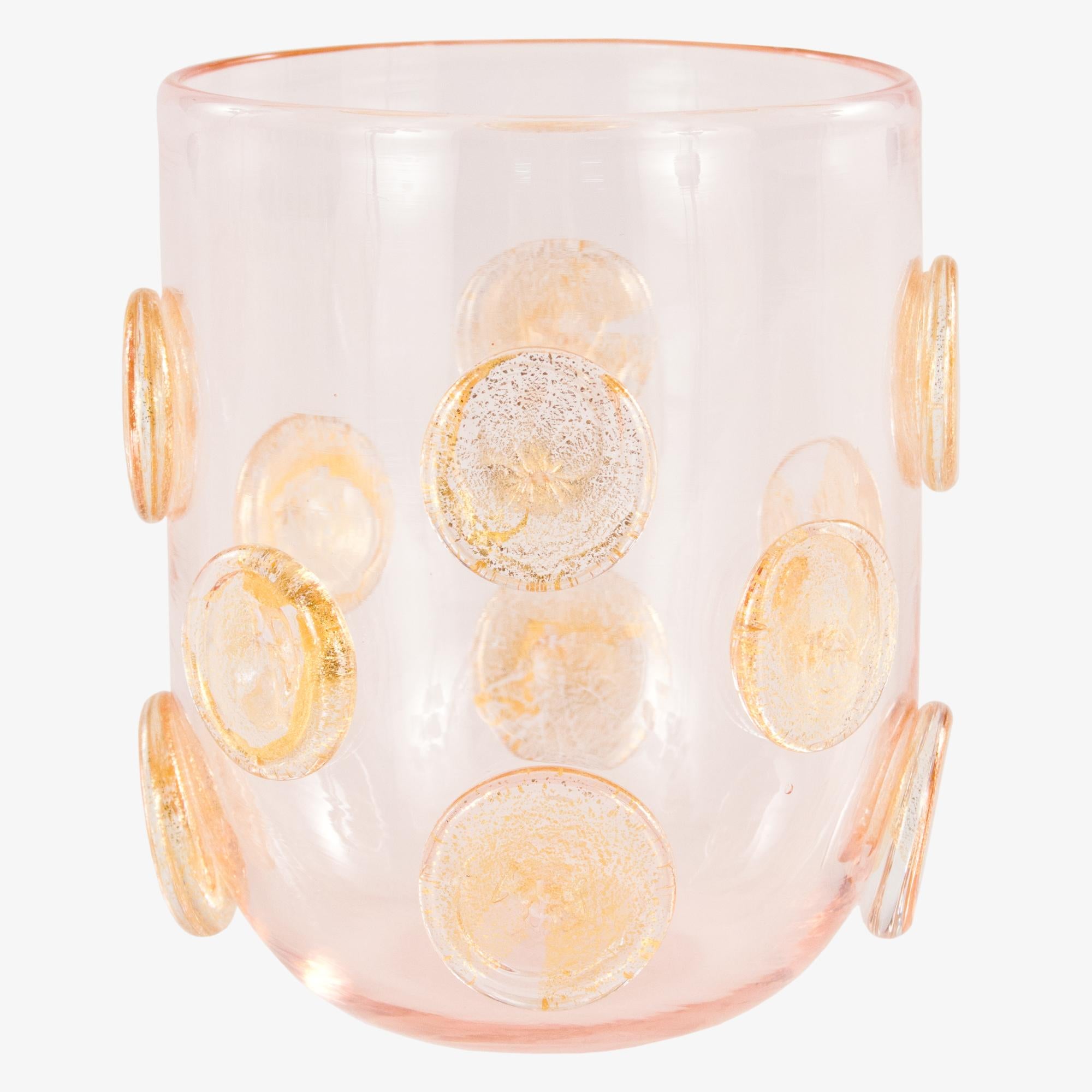 These artistic glasses are handmade by the master artisan in rose color with golden leaf round applications.
Every piece differs one from the other.
The handcrafted soul of our lighting products is reinvented every time we start a new project, when