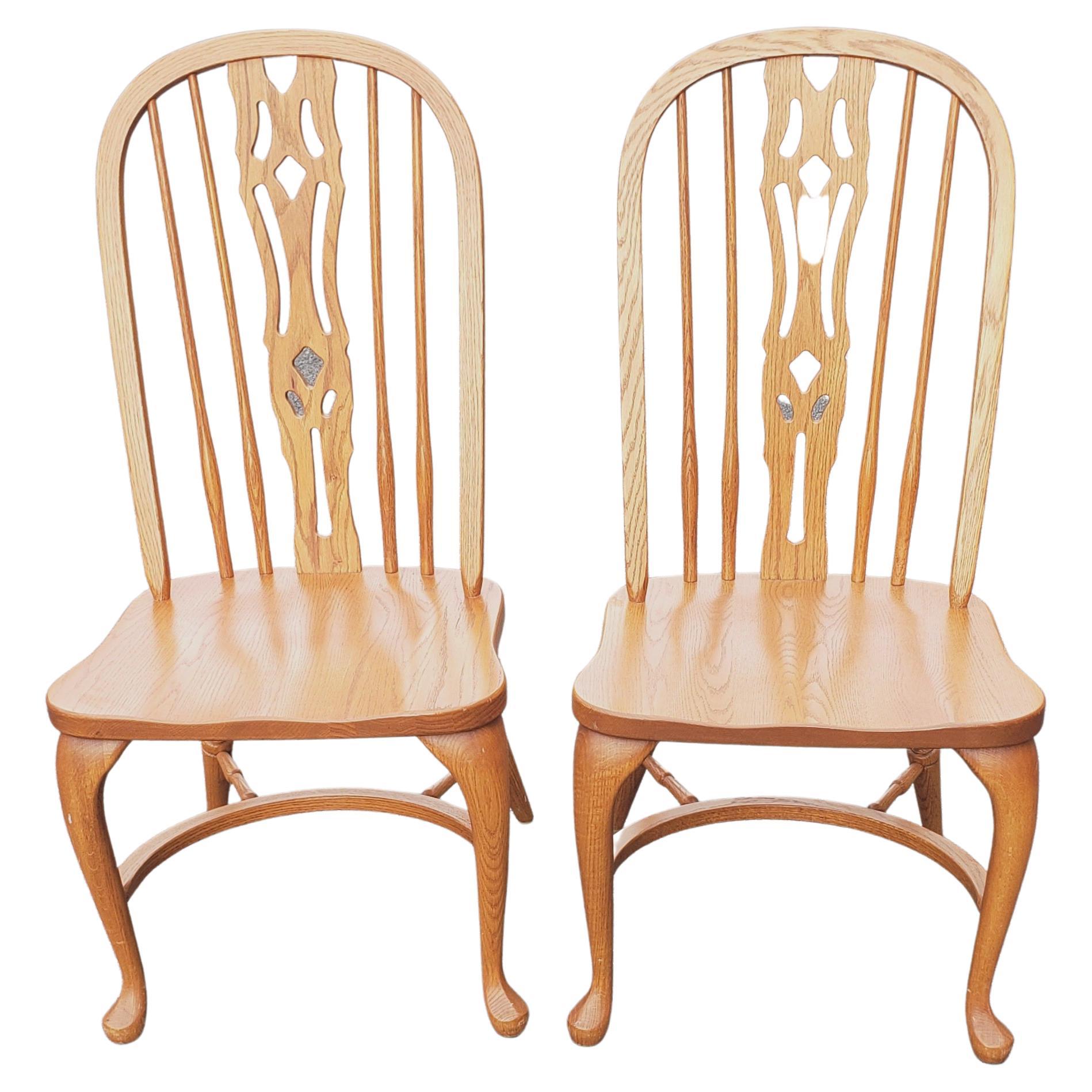 Set of 6 Arts and Crafts Americana Solid Oak Windsor Chairs In Good Condition For Sale In Germantown, MD