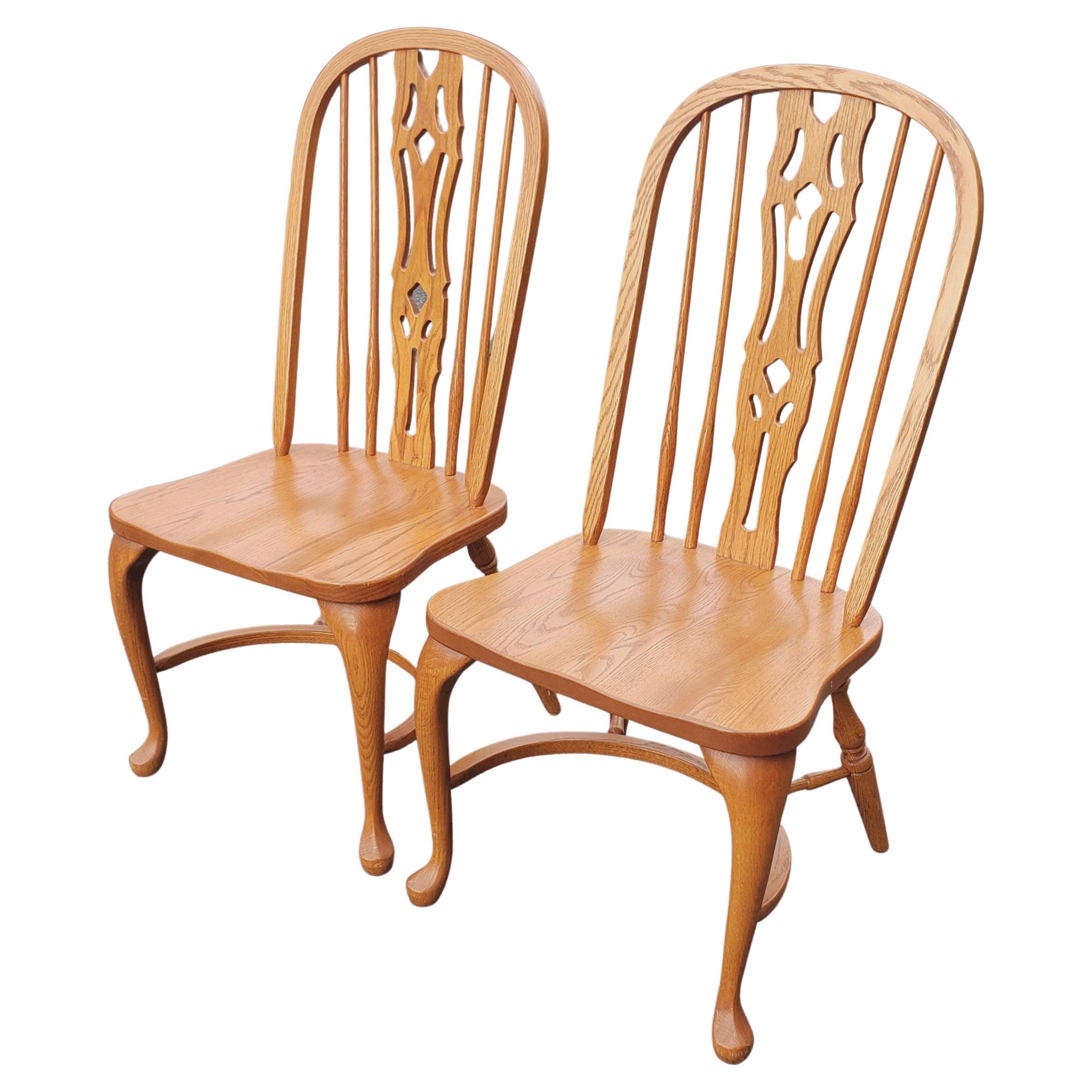 20th Century Set of 6 Arts and Crafts Americana Solid Oak Windsor Chairs For Sale