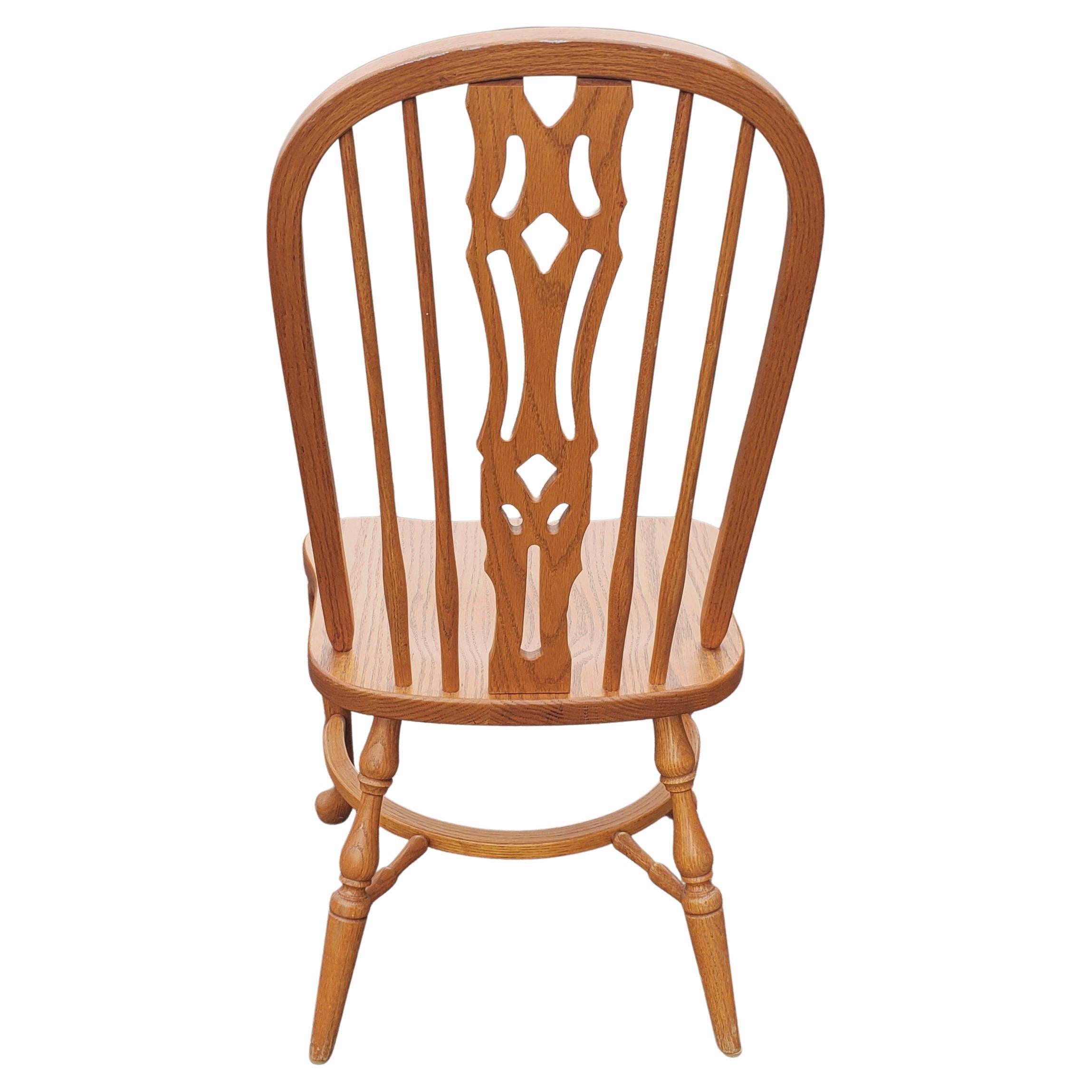 Set of 6 Arts and Crafts Americana Solid Oak Windsor Chairs For Sale 2