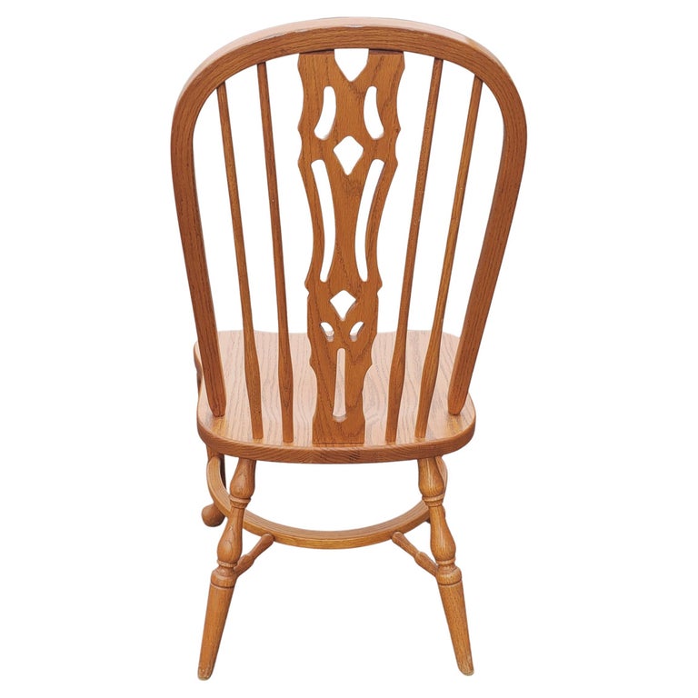 Set of 6 Arts and Crafts Americana Solid Oak Windsor Chairs For Sale at 1stDibs