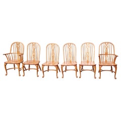 Juego de 6 sillas Windsor Arts and Crafts Americana de roble macizo