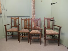 Set of 6 Arts and Crafts Golden Oak Dining Chairs This is a very handsome set