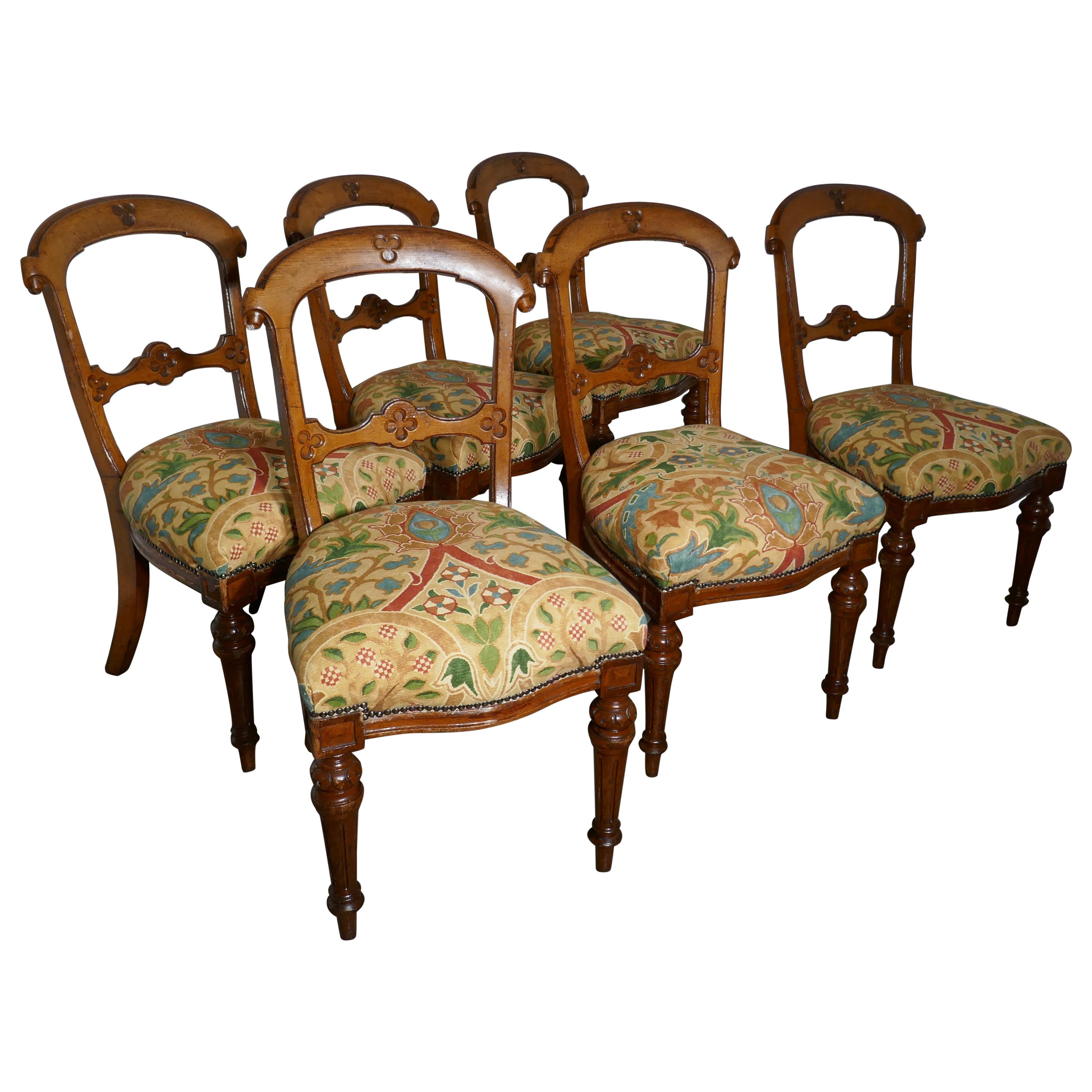 Set of 12 Antique Gothic Style Oak and Leather Dining Chairs at 1stDibs