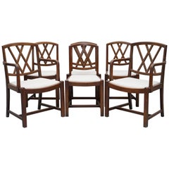 Set of 6 Arts & Crafts Libertys London Dining Chairs Ianthe Calico Upholstery
