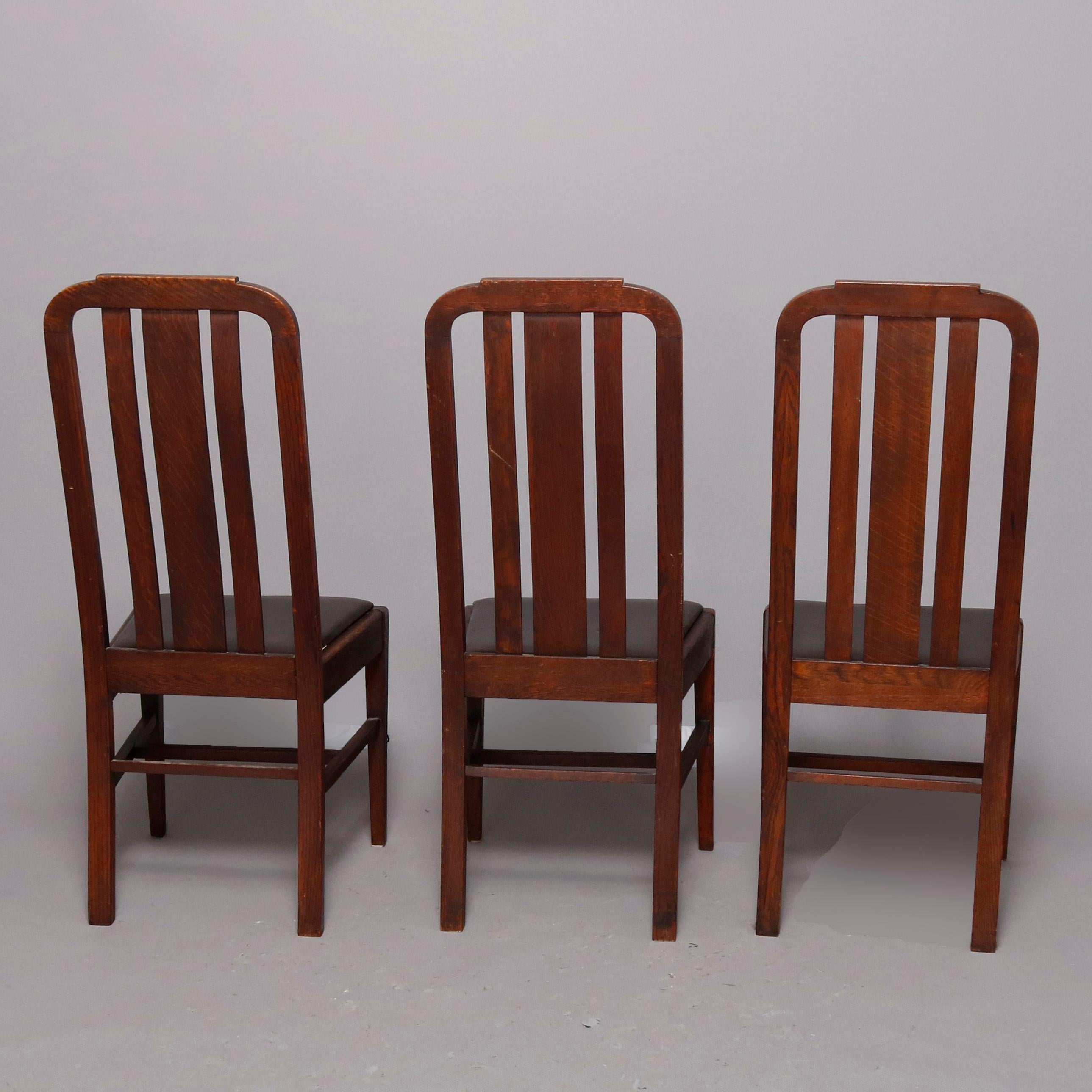 Arts and Crafts Set of 6 Arts & Crafts Mission Oak Splat Back Tall Dining Room Chairs, NY