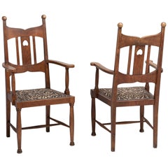 Set of '6' Arts & Crafts Oak Dining Chairs, England, circa 1900