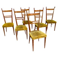 Ensemble de 6 chaises en bois de frêne dans le style de Gio Ponti, Edition Roset