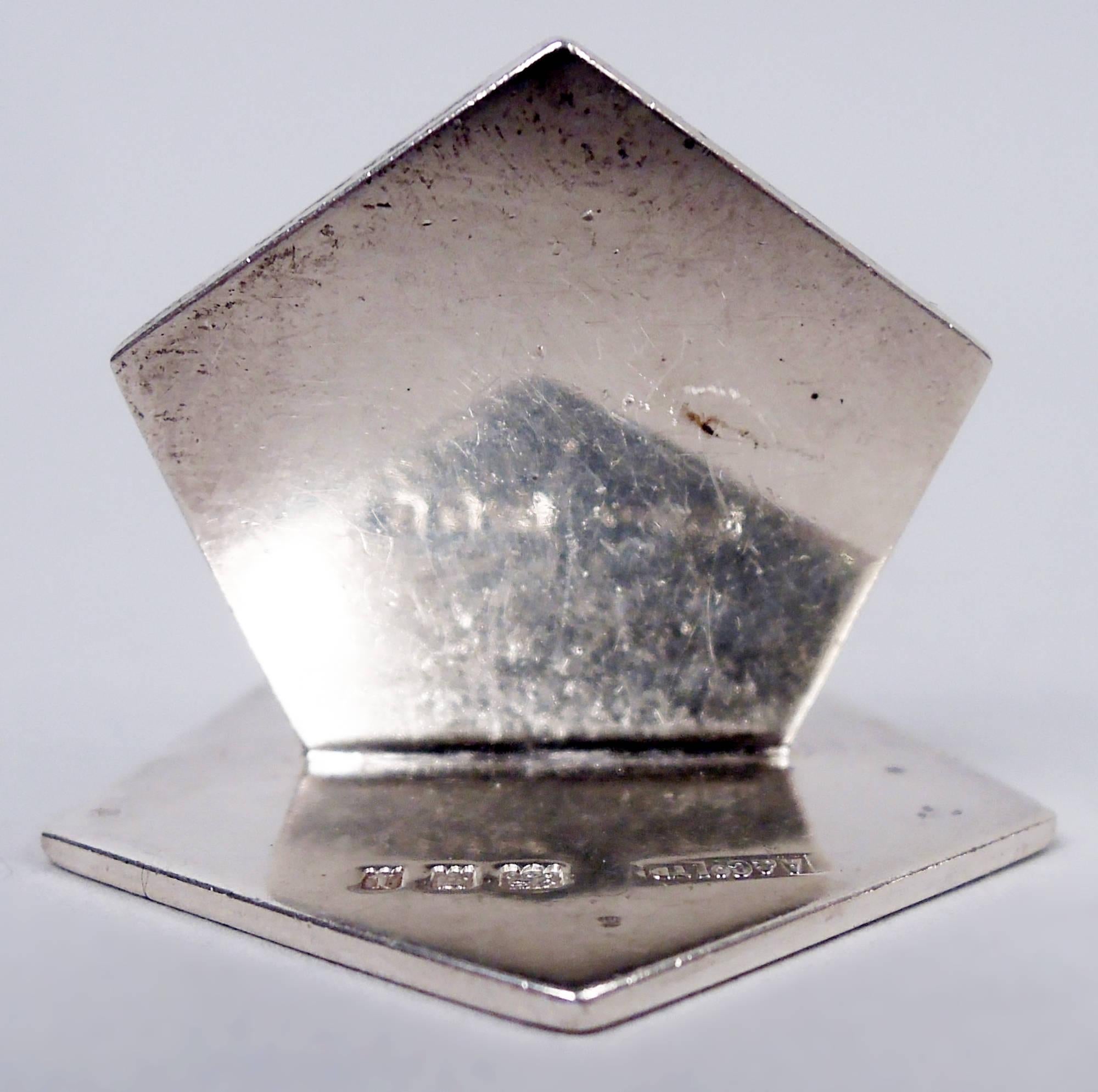 Sterling Silver Set of 6 Asprey English Between-the-Wars Art Deco Place Card Holders For Sale