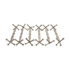 Set of 6 Austria-Hungary 800 Silver Jack End Knife Rests with Monogram