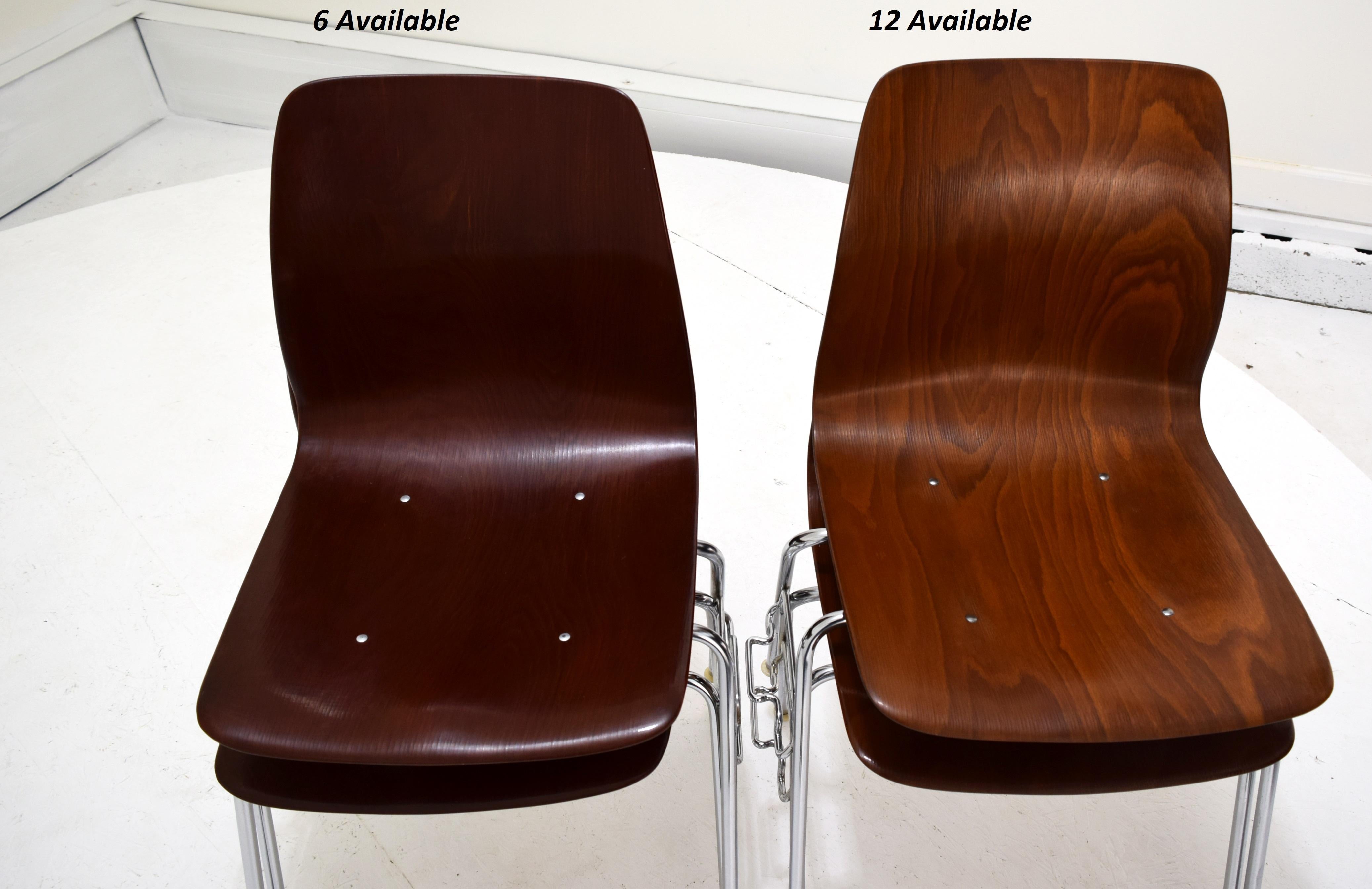 Set of 6 Available Pagholz Rosewood Tandem Stacking Chairs 6