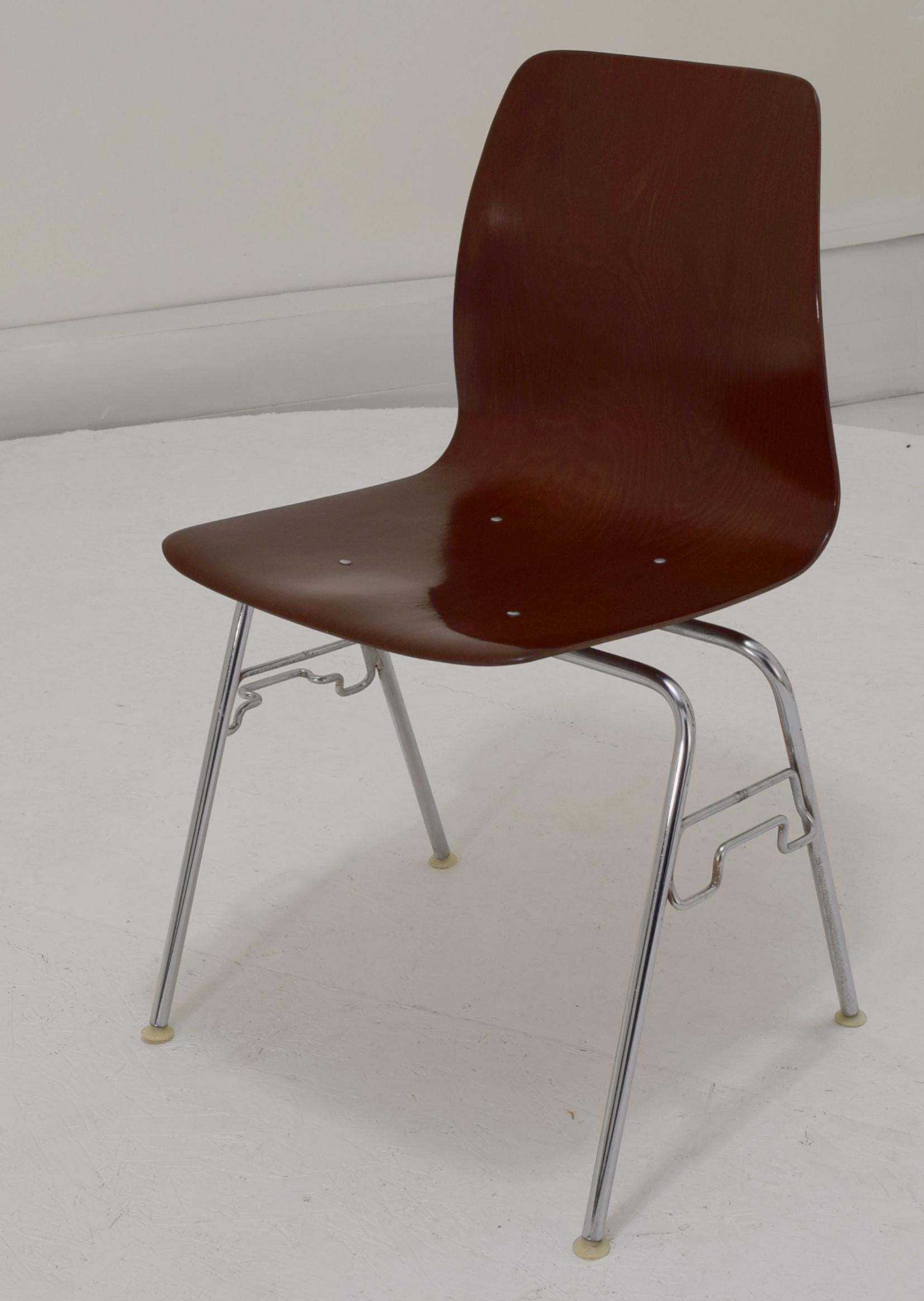 Produced circa late 1960s, early 1970s, these chairs are an uncommon model to find here in the United States. We have this listing for 6, and another listing for 12 lighter toned models. The shells are 16