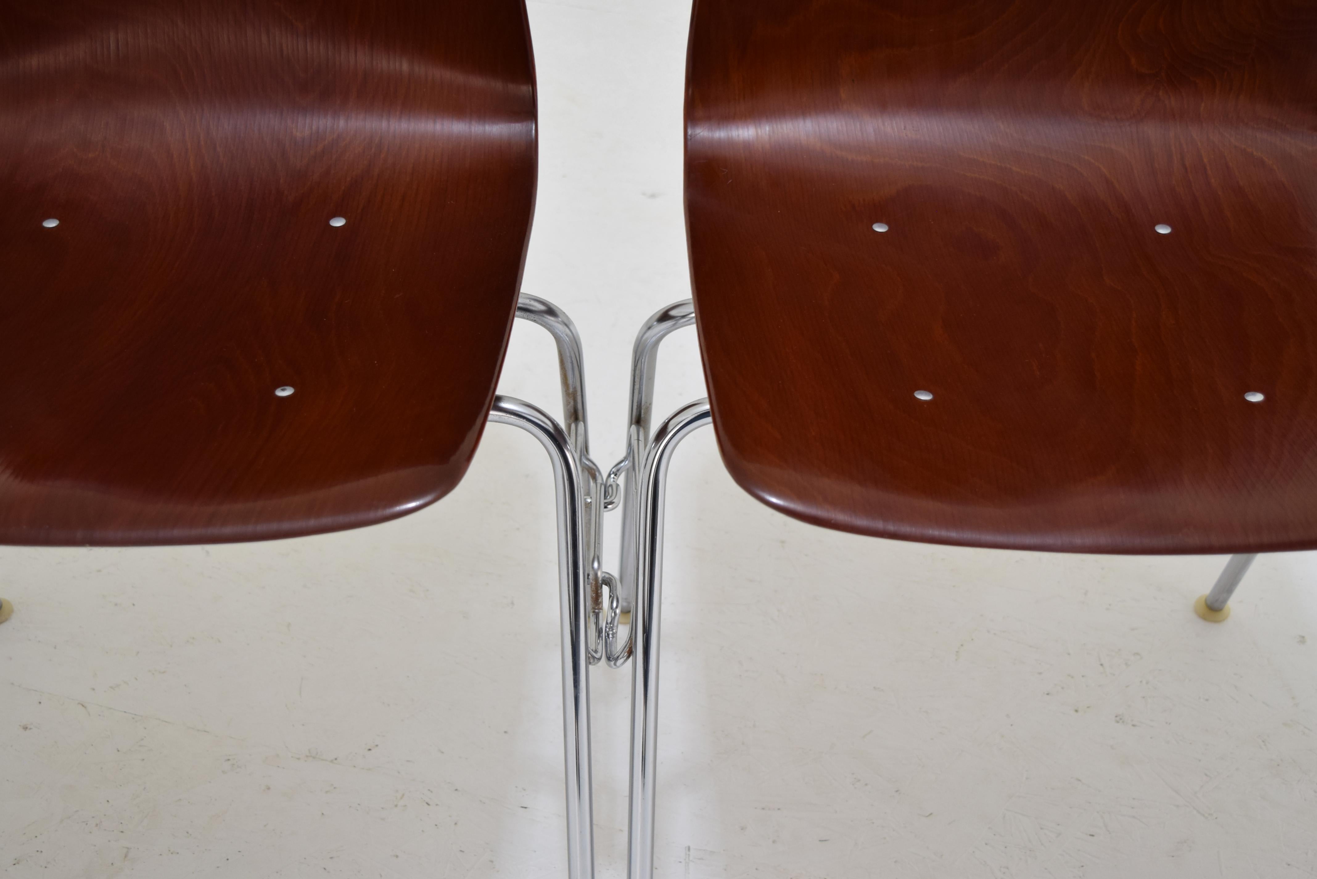 German Set of 6 Available Pagholz Rosewood Tandem Stacking Chairs