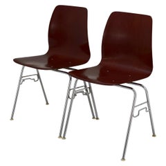 Set of 6 Available Pagholz Rosewood Tandem Stacking Chairs