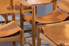 Set of 6 B. Mogensen Oak & Leather Spanish Dining Chair, Fredericia Furniture