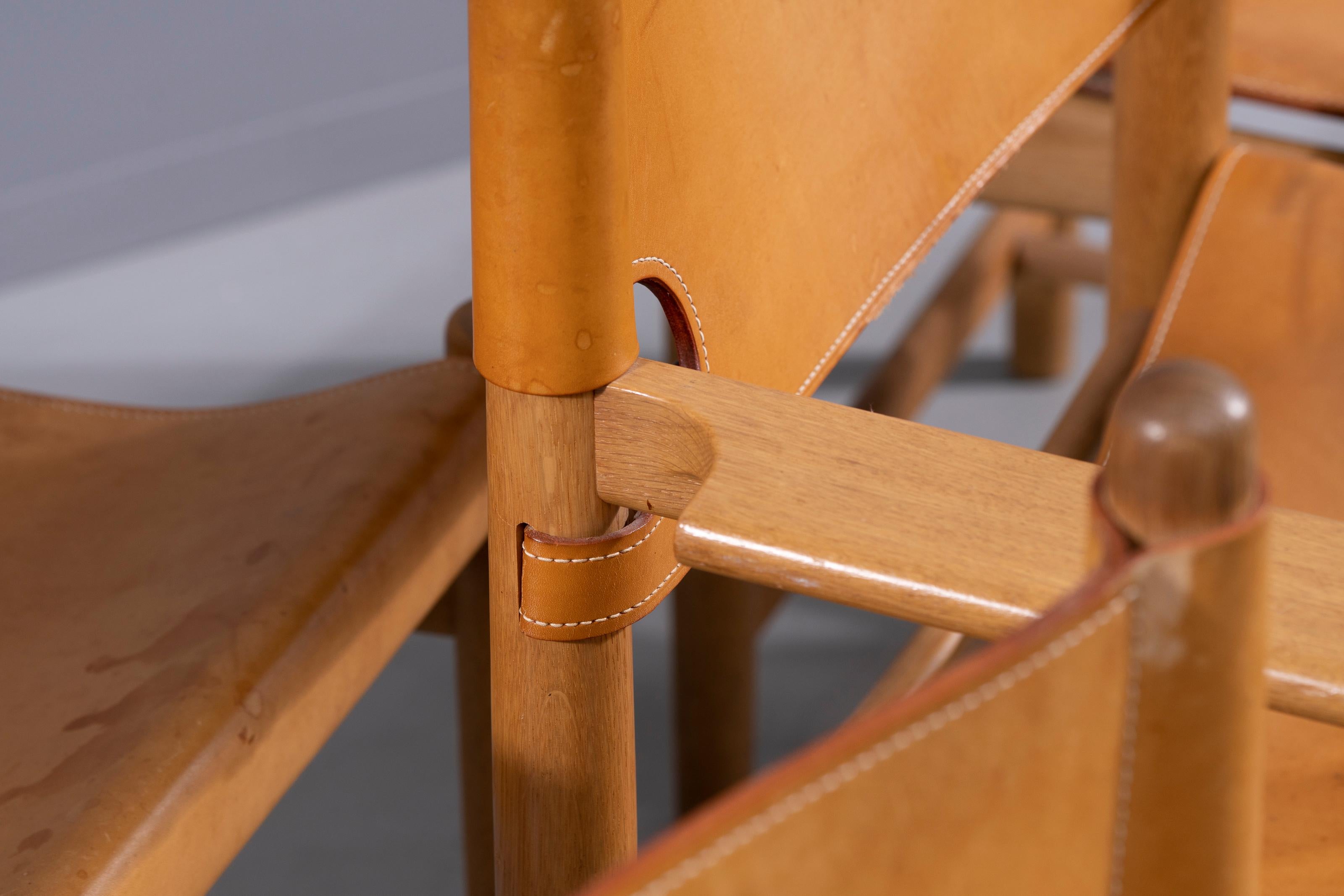Danish Set of 6 B. Mogensen Oak & Leather Spanish Dining Chair, Fredericia Furniture