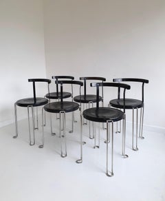 Set of 6 'B4' Stacking Chairs by Börge Lindau & Bo Lindekrantz for Bla Station