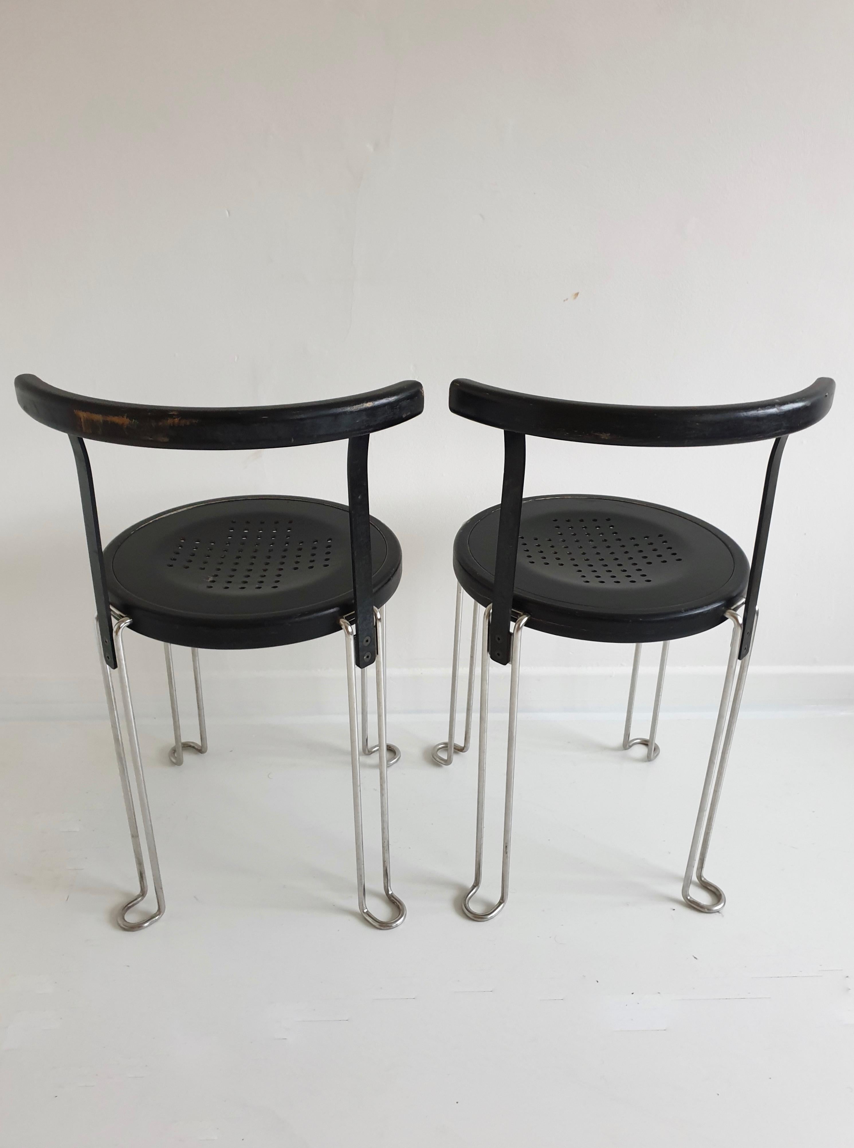 Set of 6 'B4' Stacking Chairs by Börge Lindau & Bo Lindekrantz for Bla Station In Fair Condition For Sale In London, GB