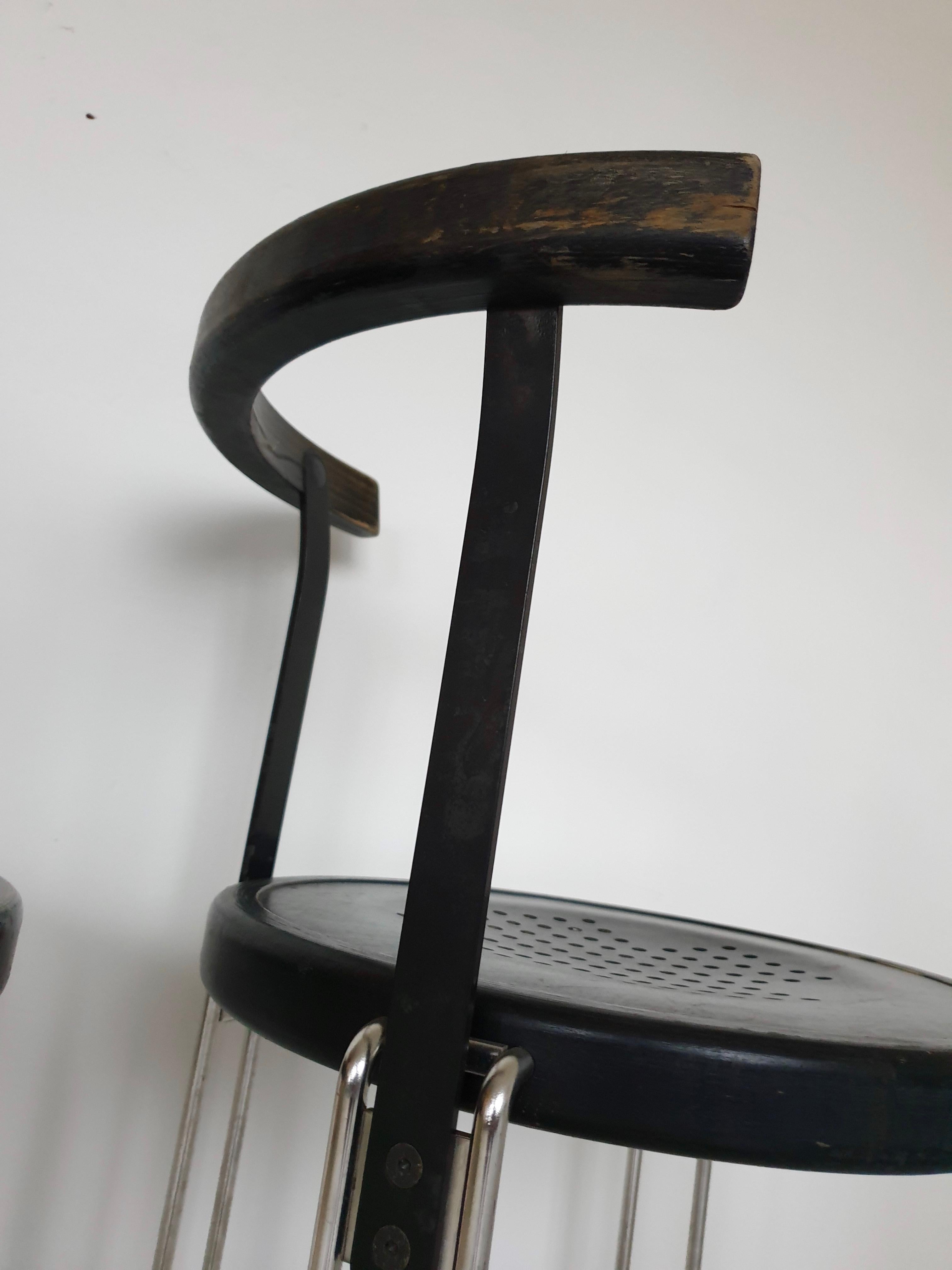 Steel Set of 6 'B4' Stacking Chairs by Börge Lindau & Bo Lindekrantz for Bla Station For Sale