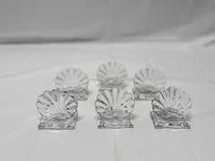 Set of 6, Baccarat "Bambous" Shell Form Crystal Place Card Holders
