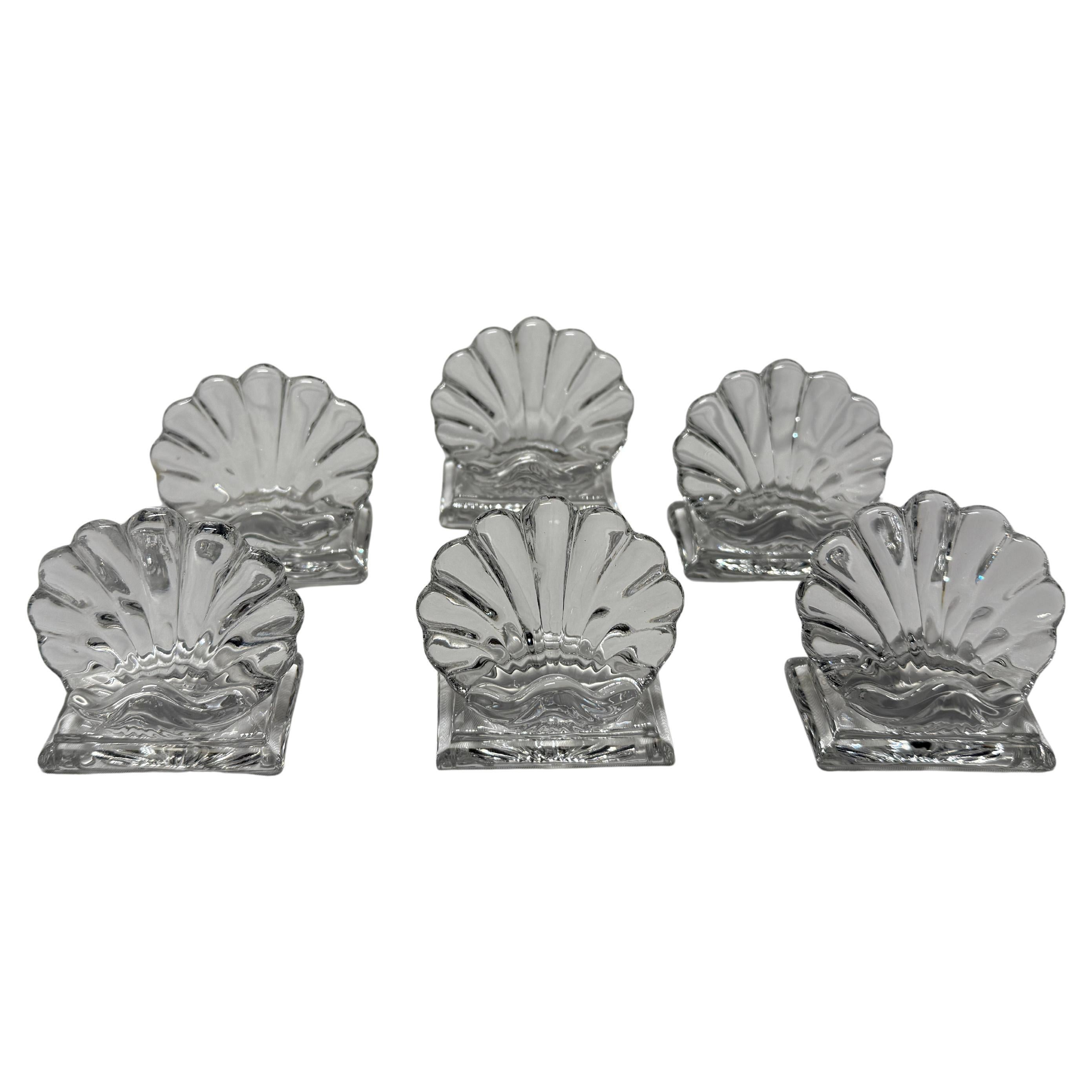 Set di 6 portacartellini in cristallo Baccarat "Bambous" a forma di conchiglia
