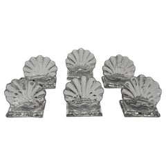 Vintage Set of 6, Baccarat "Bambous" Shell Form Crystal Place Card Holders