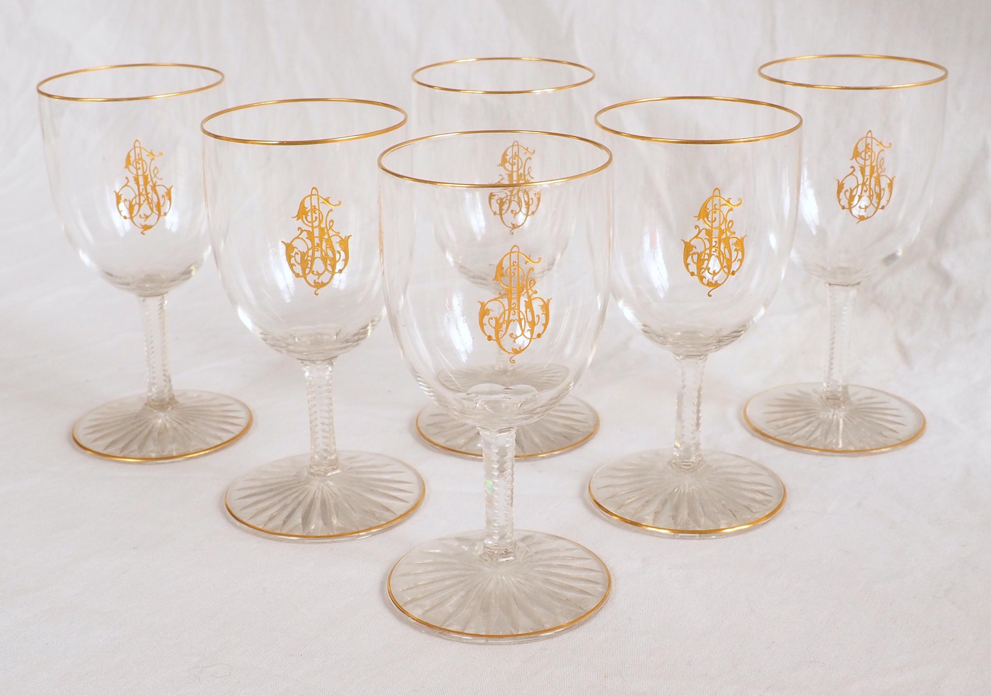 Set of 6 Baccarat crystal liquor glasses, France, early 20th century circa 1900.
This model is a Baccarat classic called 