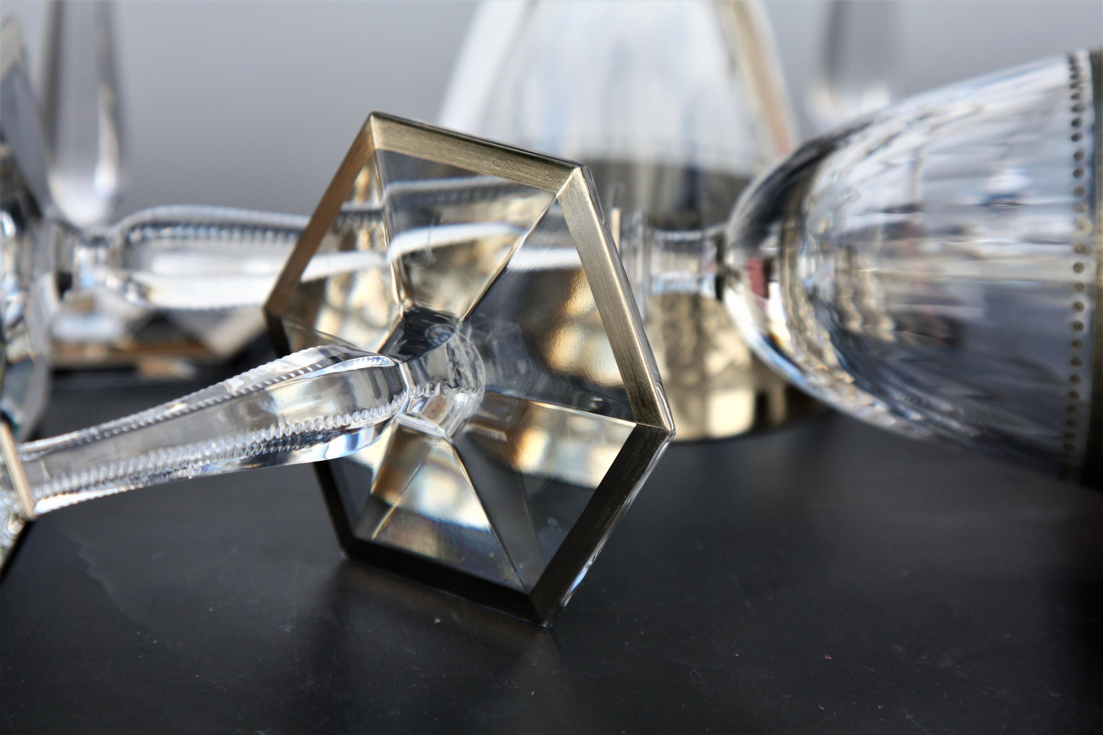 Set of 6 Baccarat crystal wine glasses, Vendôme platinum model For Sale 5