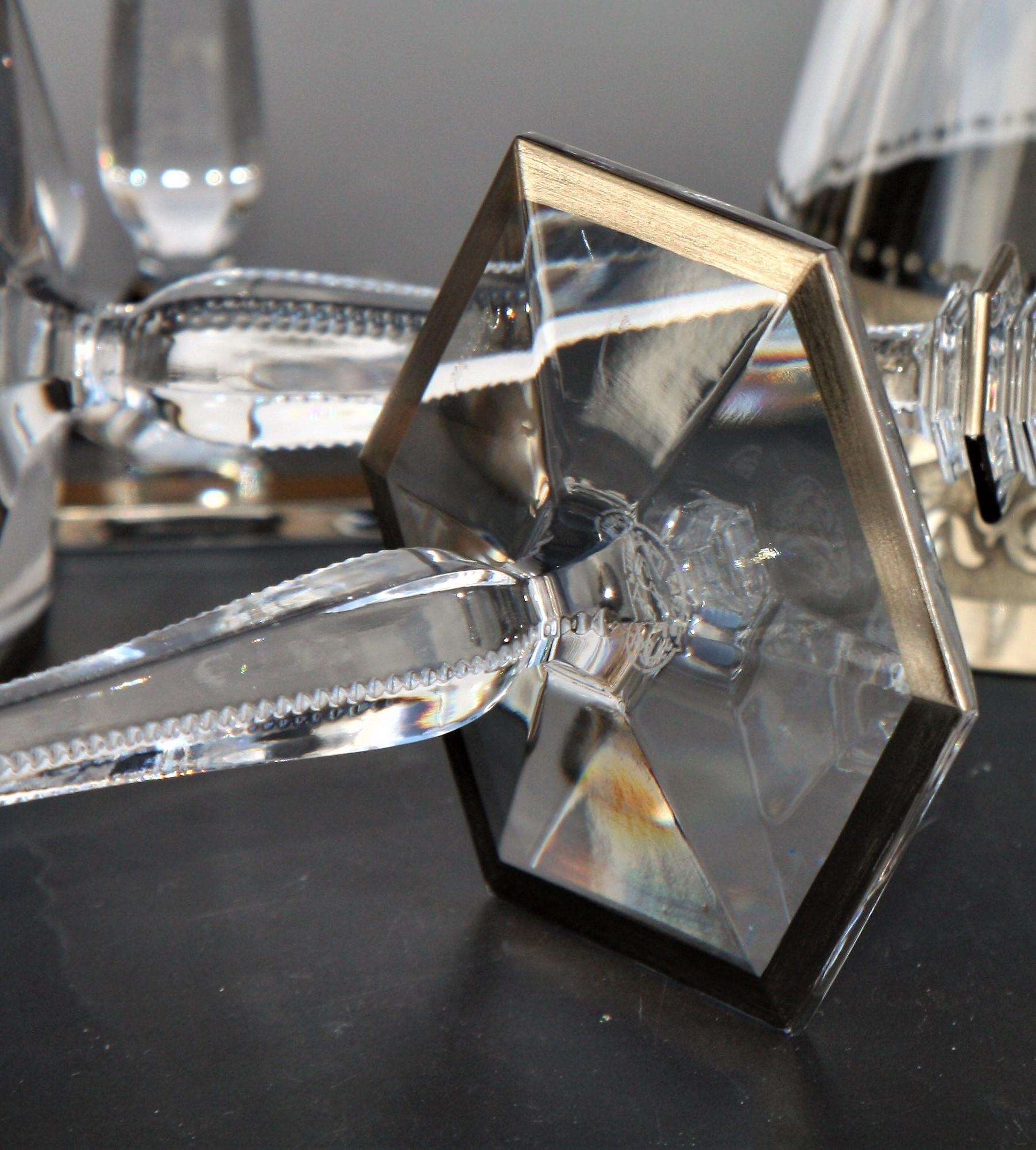20th Century Set of 6 Baccarat crystal wine glasses, Vendôme platinum model For Sale