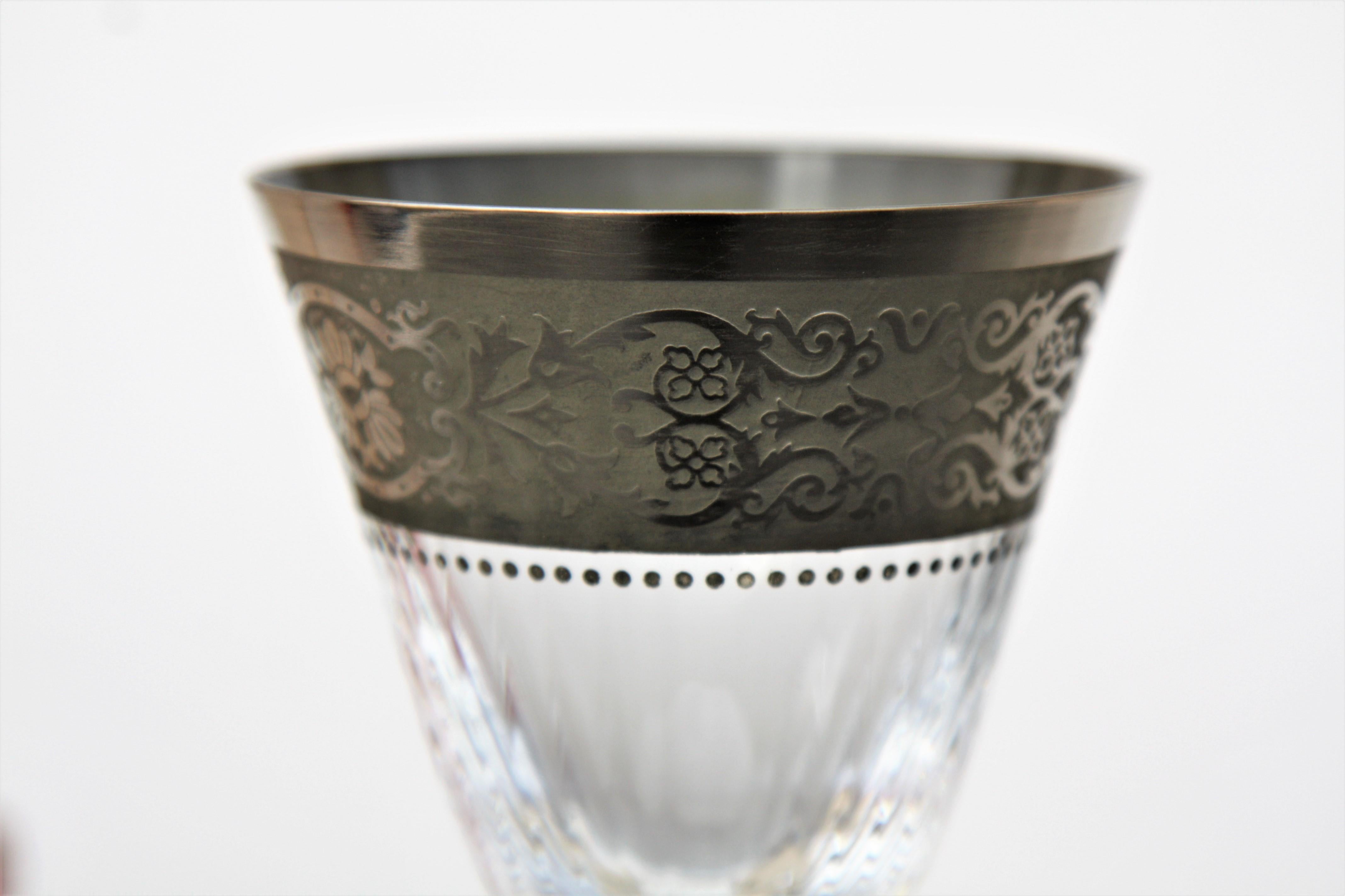 Crystal Set of 6 Baccarat crystal wine glasses, Vendôme platinum model For Sale