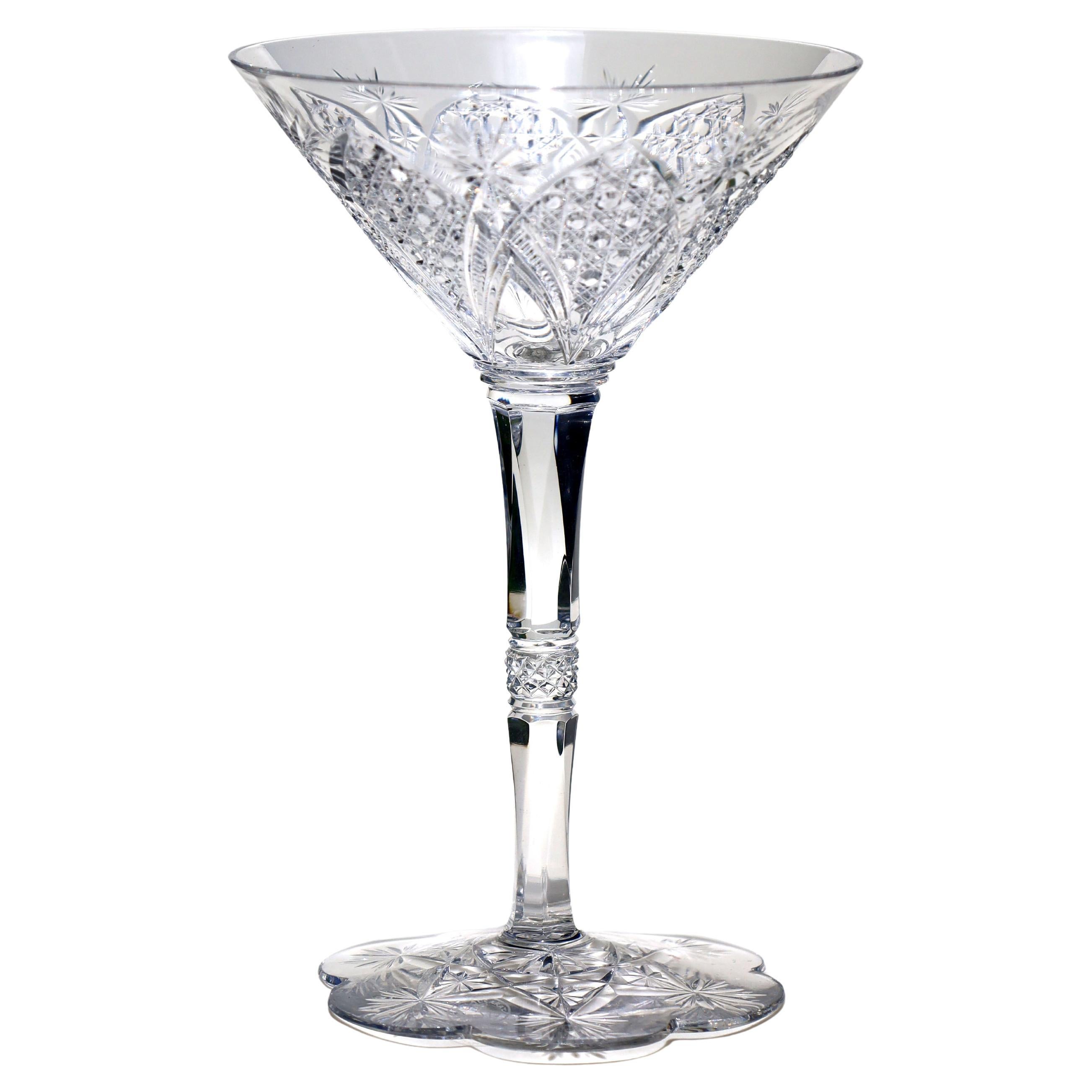 Set of 6 Baccarat Elbeuf Crystal Martini Glasses