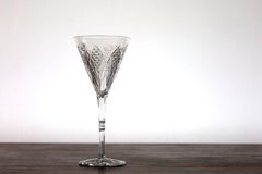 Set von 6 mundgeblasenenen weißen Baccarat-Weingläsern aus Kristall im Elbeuf-Schliff