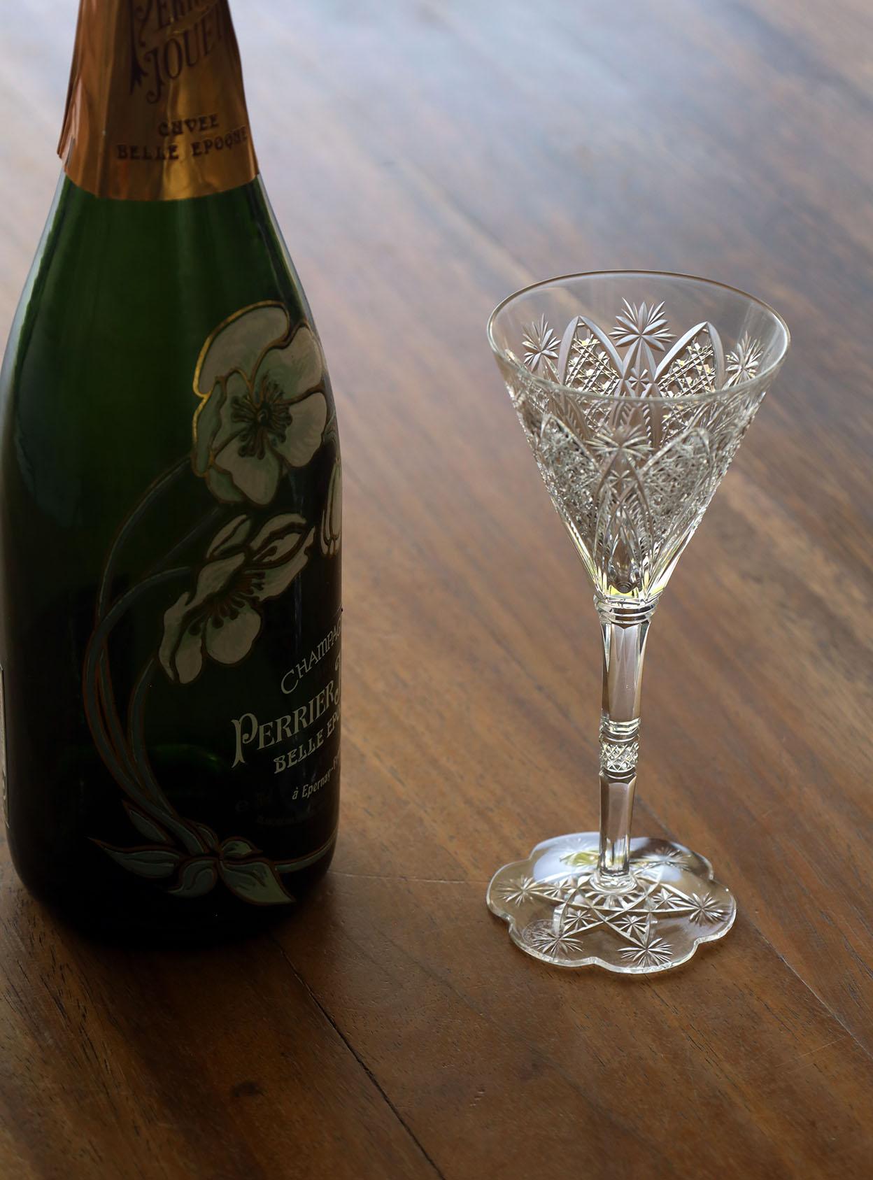 Set de 6 Copas de Vino Blanco de Cristal Soplado a Mano Elbeuf de Baccarat mediados del siglo XX en venta