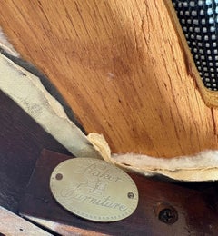 Set of 6 Baker Furniture Queen Anne Carved Mahogany White Damask Dining Chairs