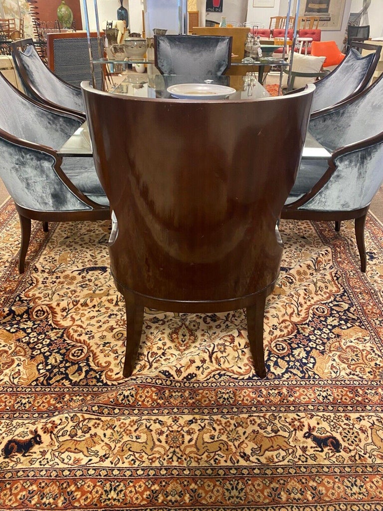 Set of 6 Baker Marat and Malmaison Velvet and Mahogany Wood Dining