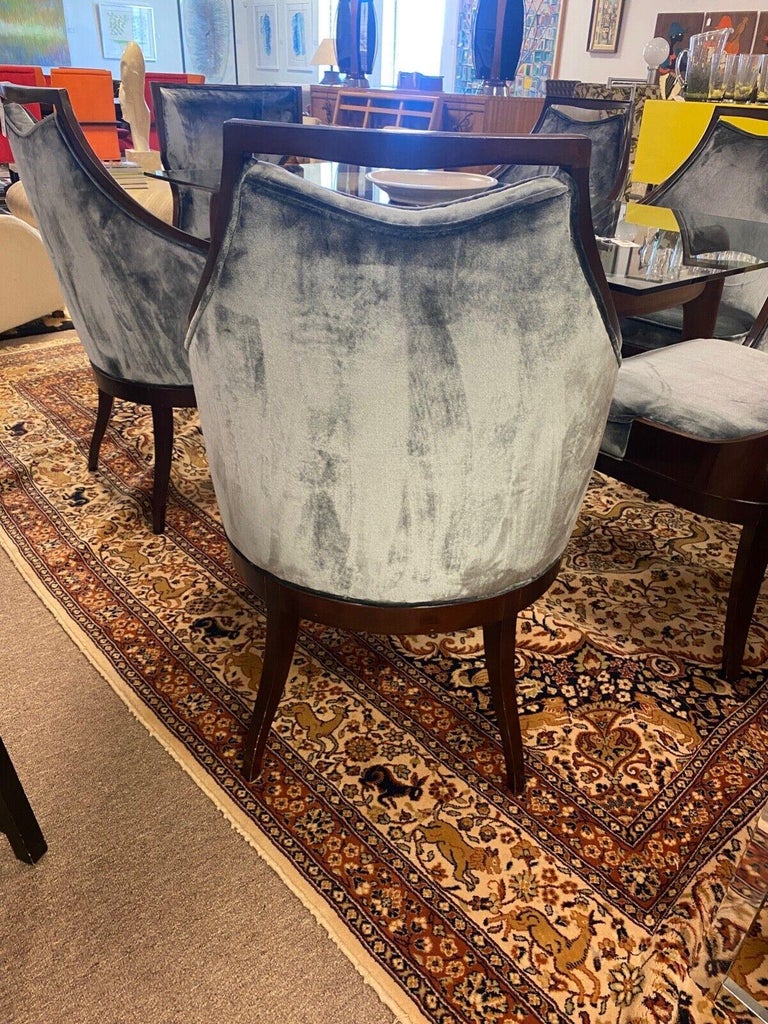 Set of 6 Baker Marat and Malmaison Velvet and Mahogany Wood Dining