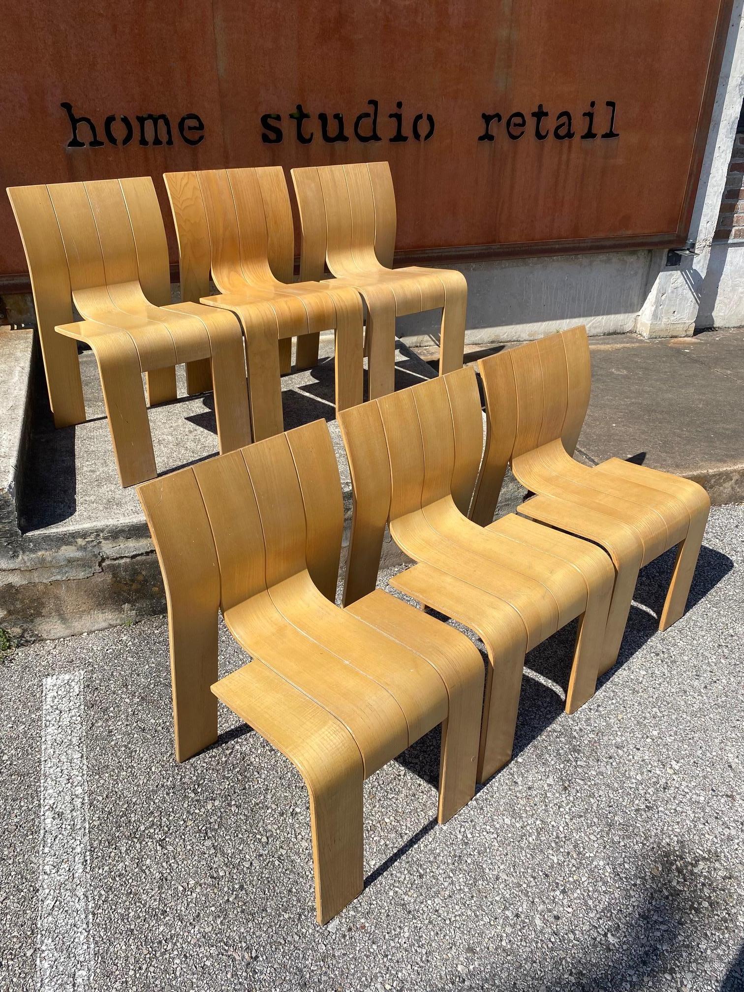 Set of 6 Bakker “Strip” Armless Dining Chairs, NL, 1970’s For Sale 3