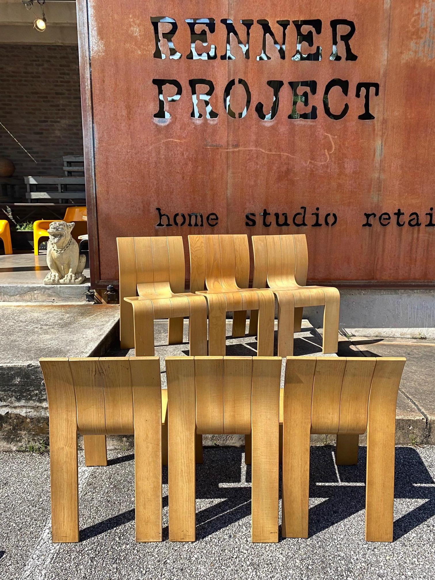 Set of 6 Bakker “Strip” Armless Dining Chairs, NL, 1970’s 5