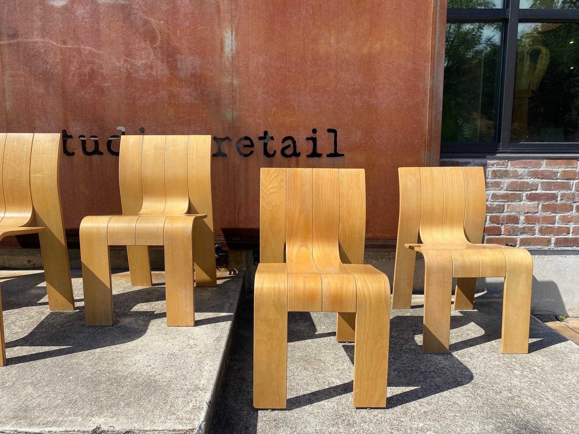 Set of 6 Bakker “Strip” Armless Dining Chairs, NL, 1970’s 8