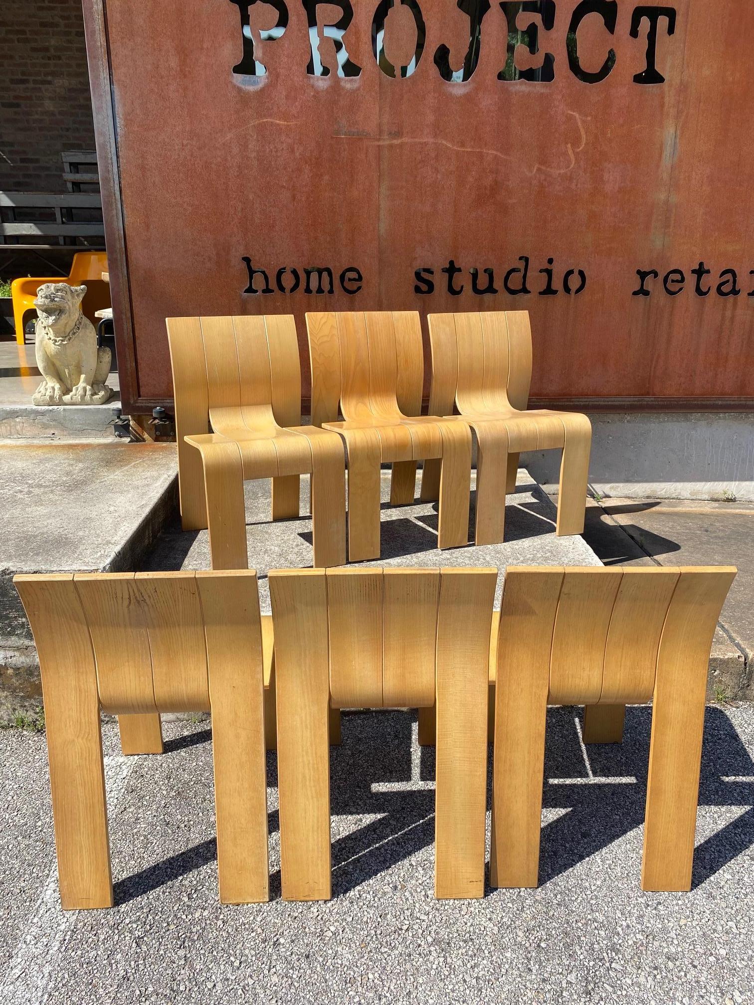 Set of 6 Bakker “Strip” Armless Dining Chairs, NL, 1970’s 9