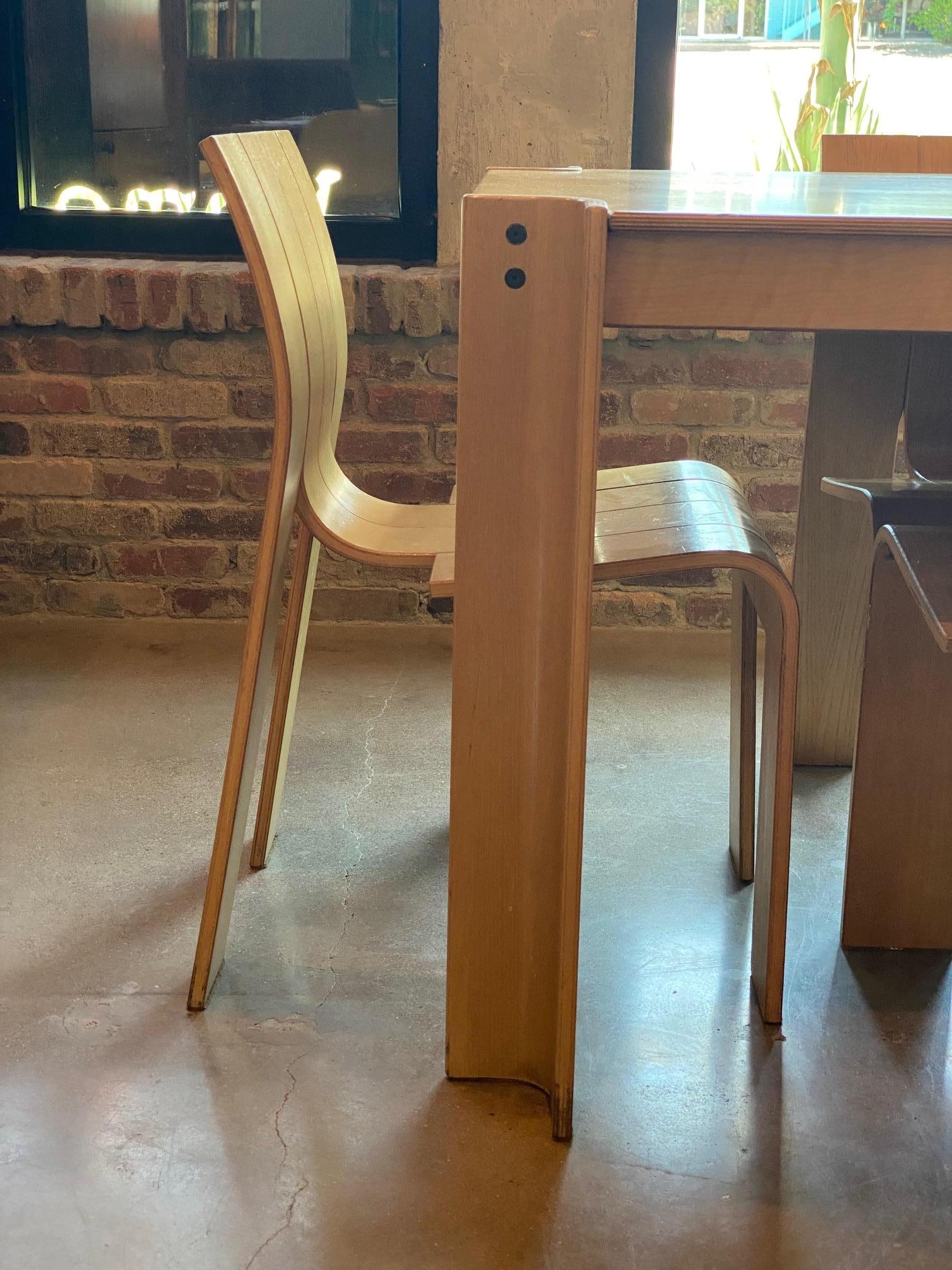 Mid-Century Modern Set of 6 Bakker “Strip” Armless Dining Chairs, NL, 1970’s