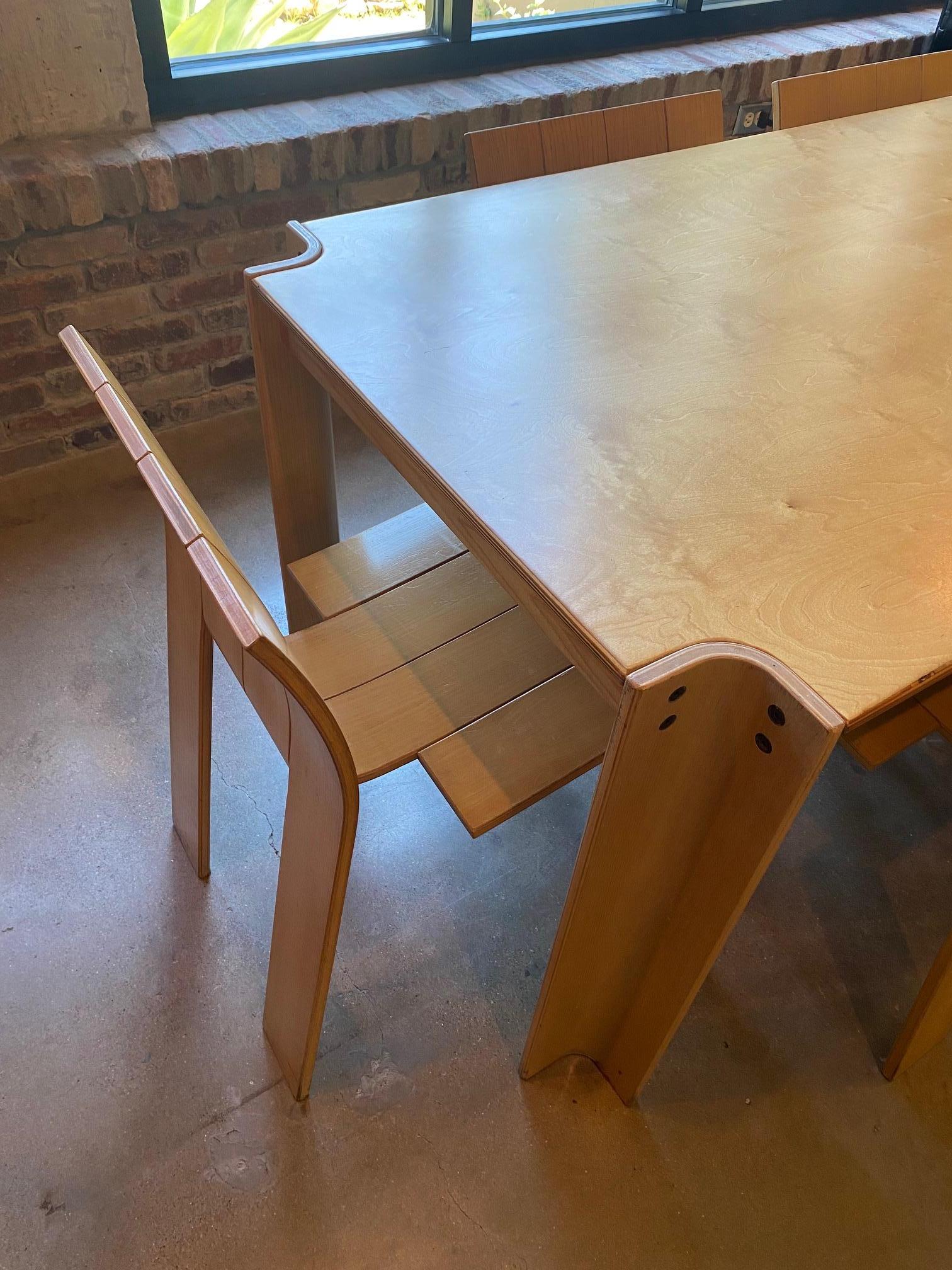 Dutch Set of 6 Bakker “Strip” Armless Dining Chairs, NL, 1970’s