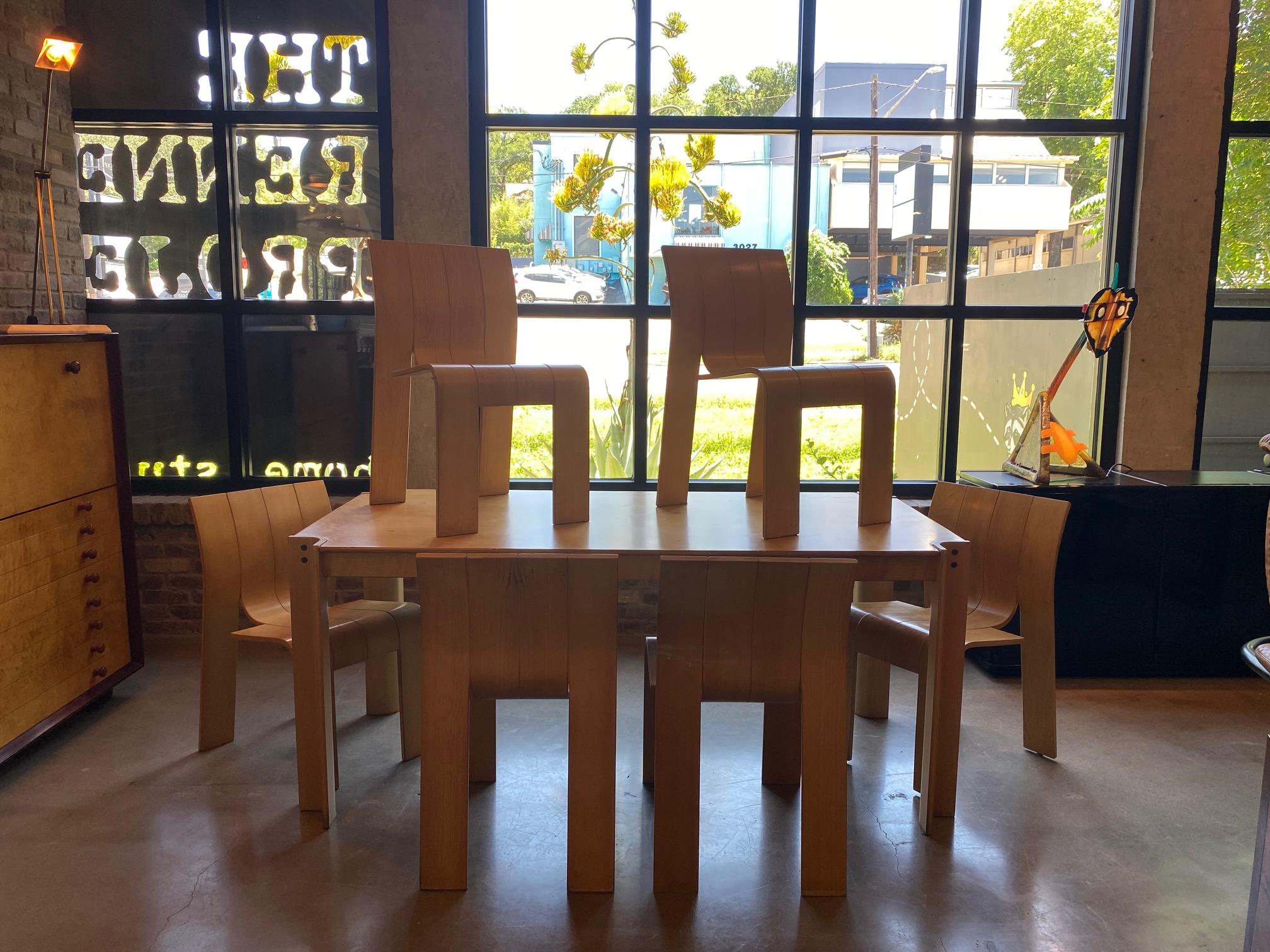 Set of 6 Bakker “Strip” Armless Dining Chairs, NL, 1970’s 1