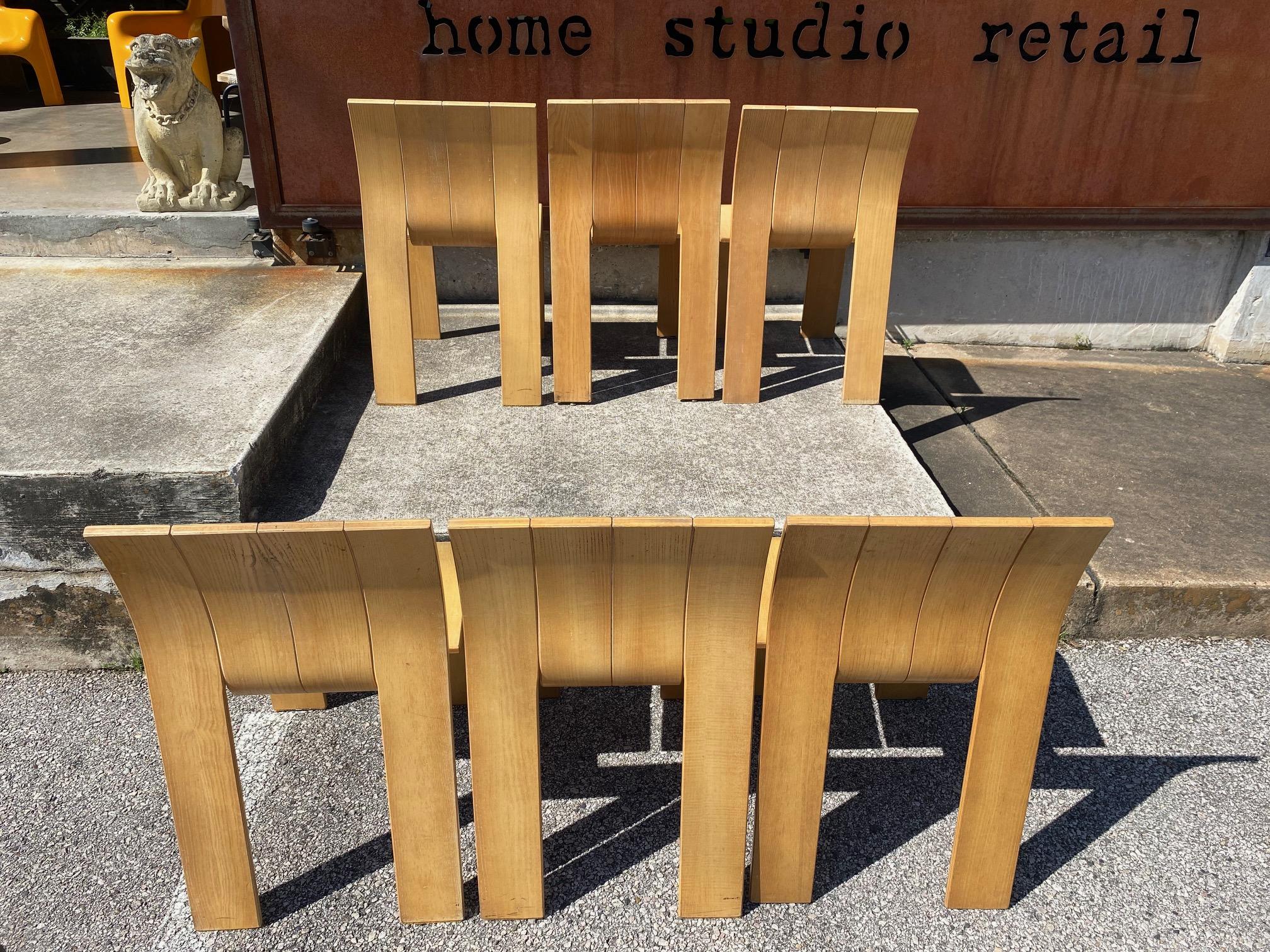 Set of 6 Bakker “Strip” Armless Dining Chairs, NL, 1970’s For Sale 2
