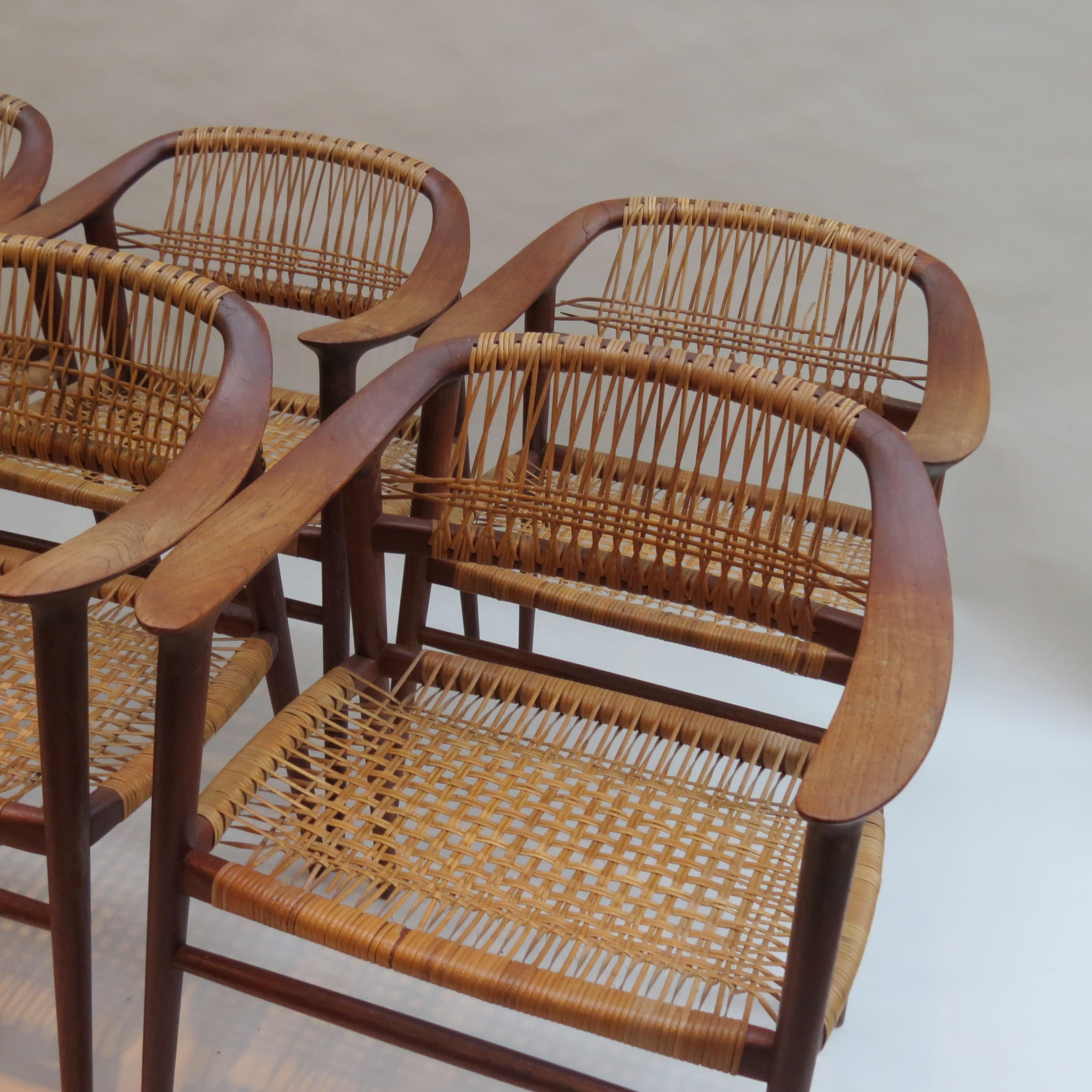 Teak Set of 6 Bambi Dining Chairs by Rolf Rastad and Adolf Relling Norway
