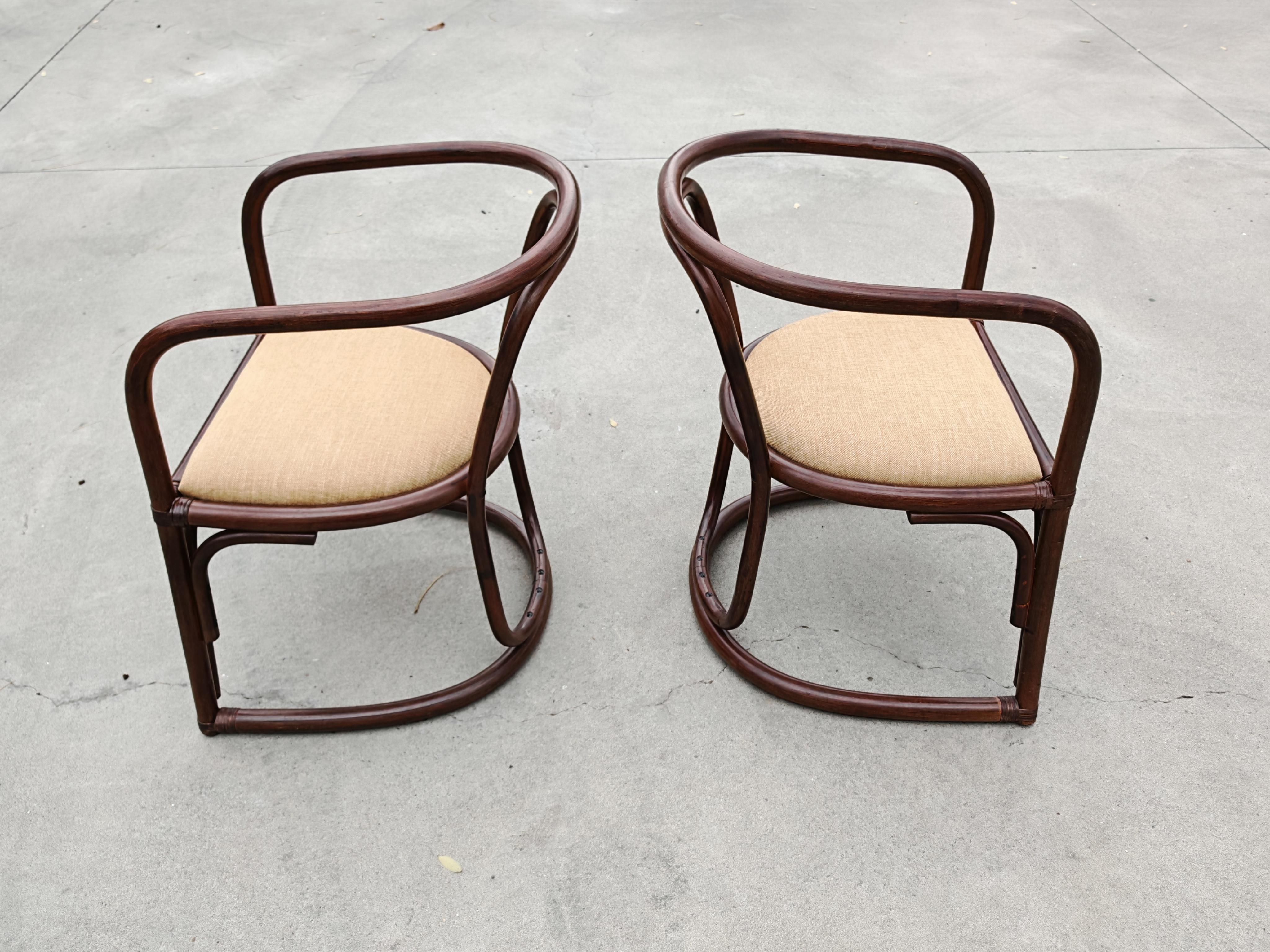 Juego de 6 sillones de bambú para un comedor, Italia Años 70 en venta 4