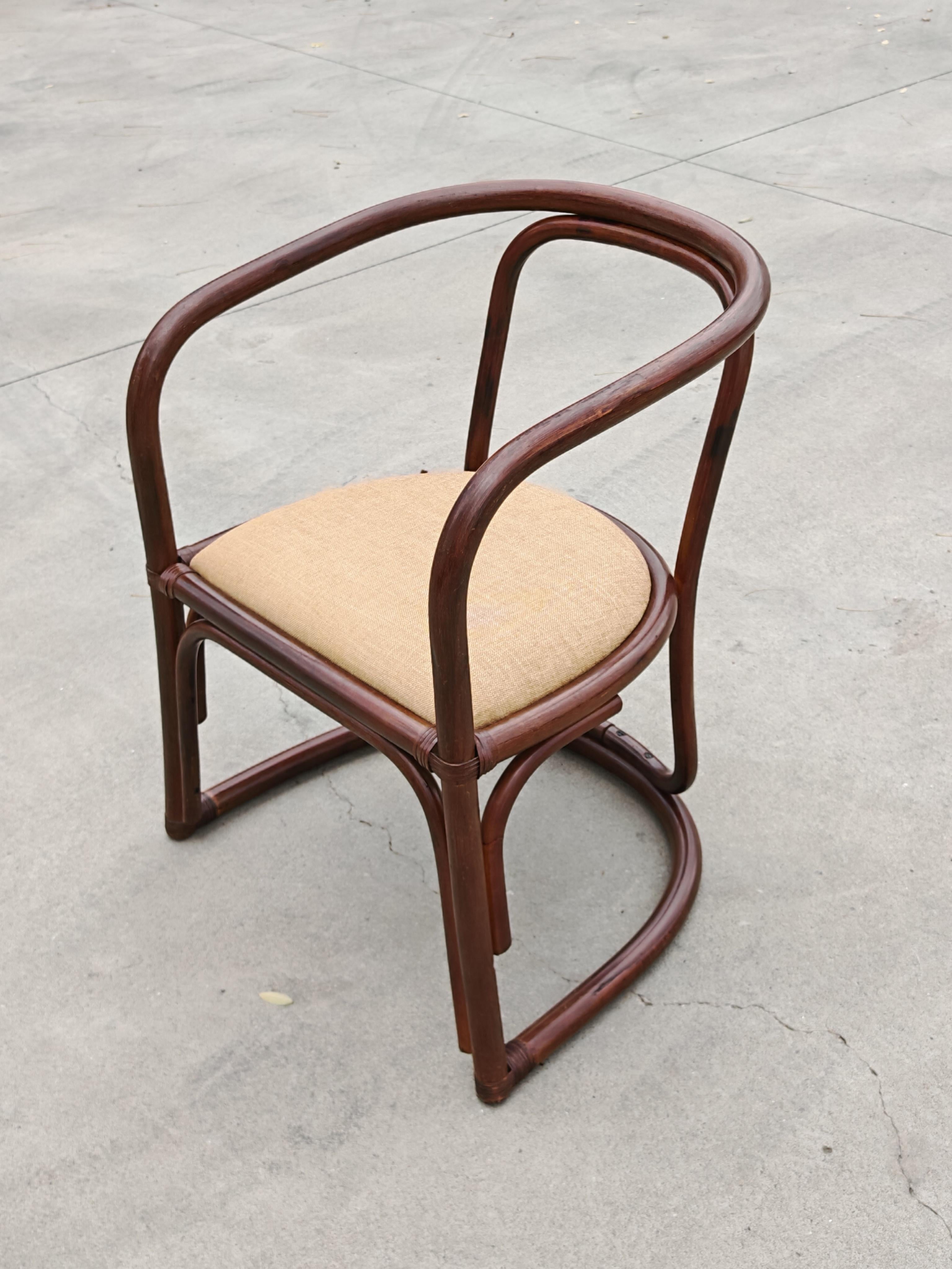 Juego de 6 sillones de bambú para un comedor, Italia Años 70 en venta 5